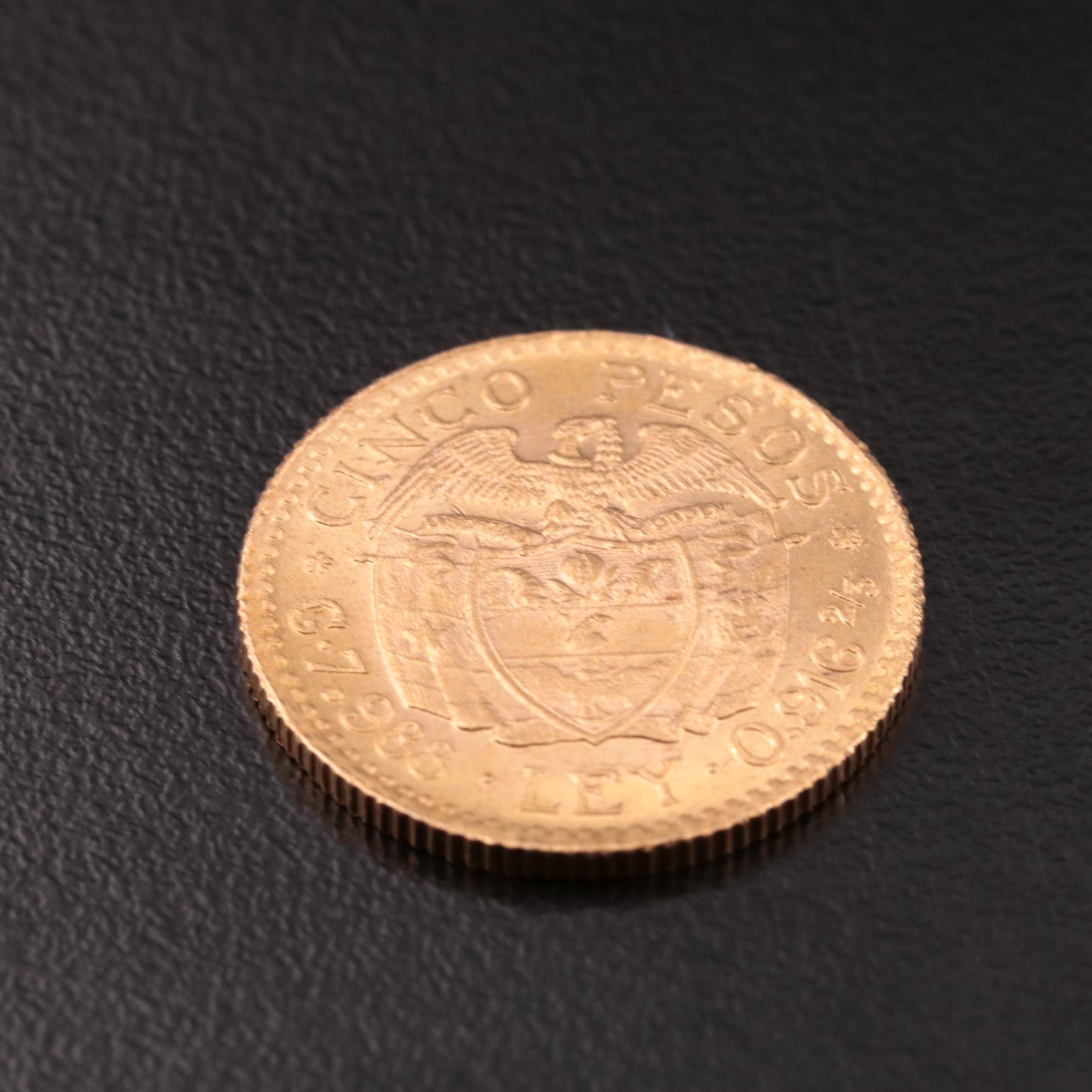 1930 Colombia 5-Pesos Gold Coin