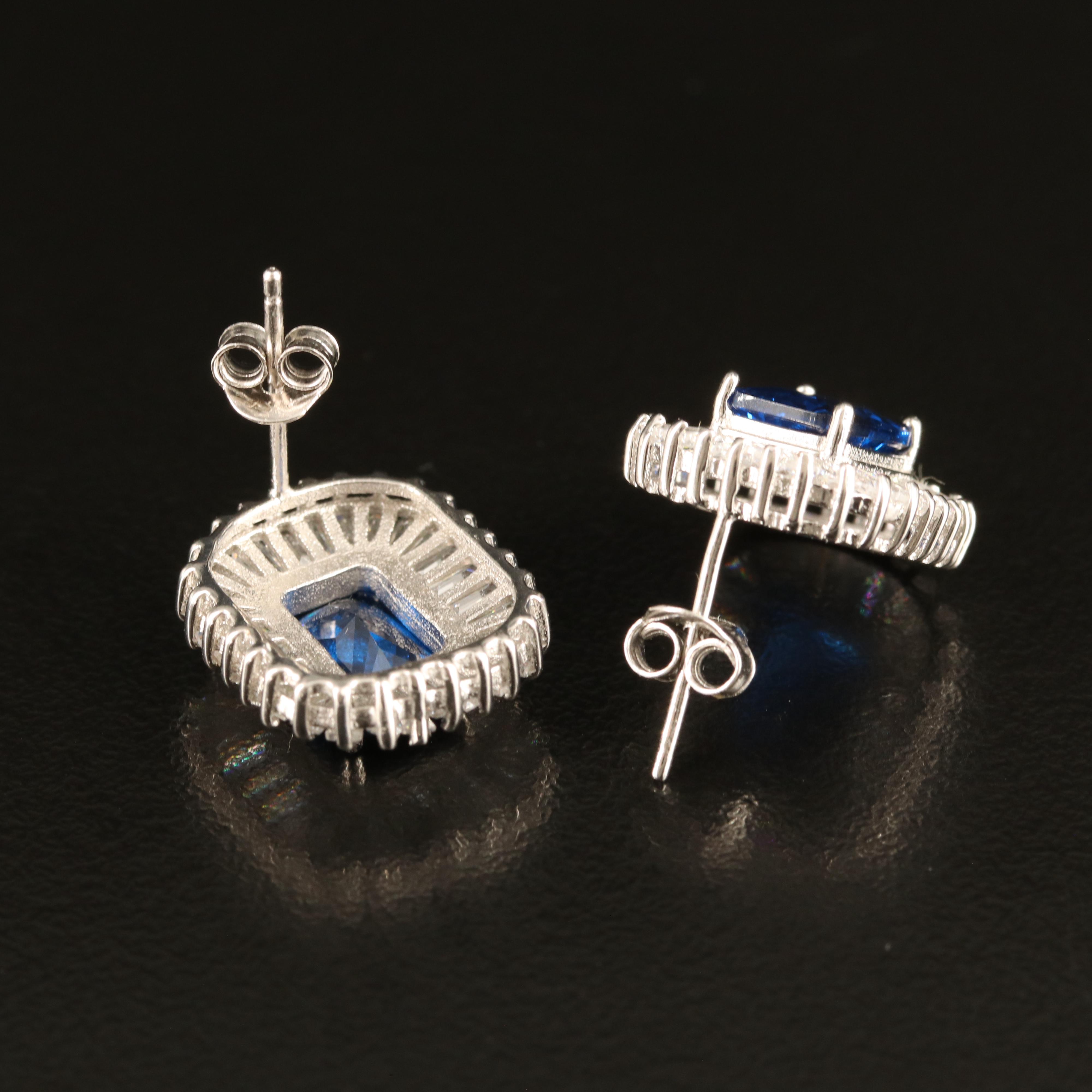 Sterling Spinel and Cubic Zirconia Earrings