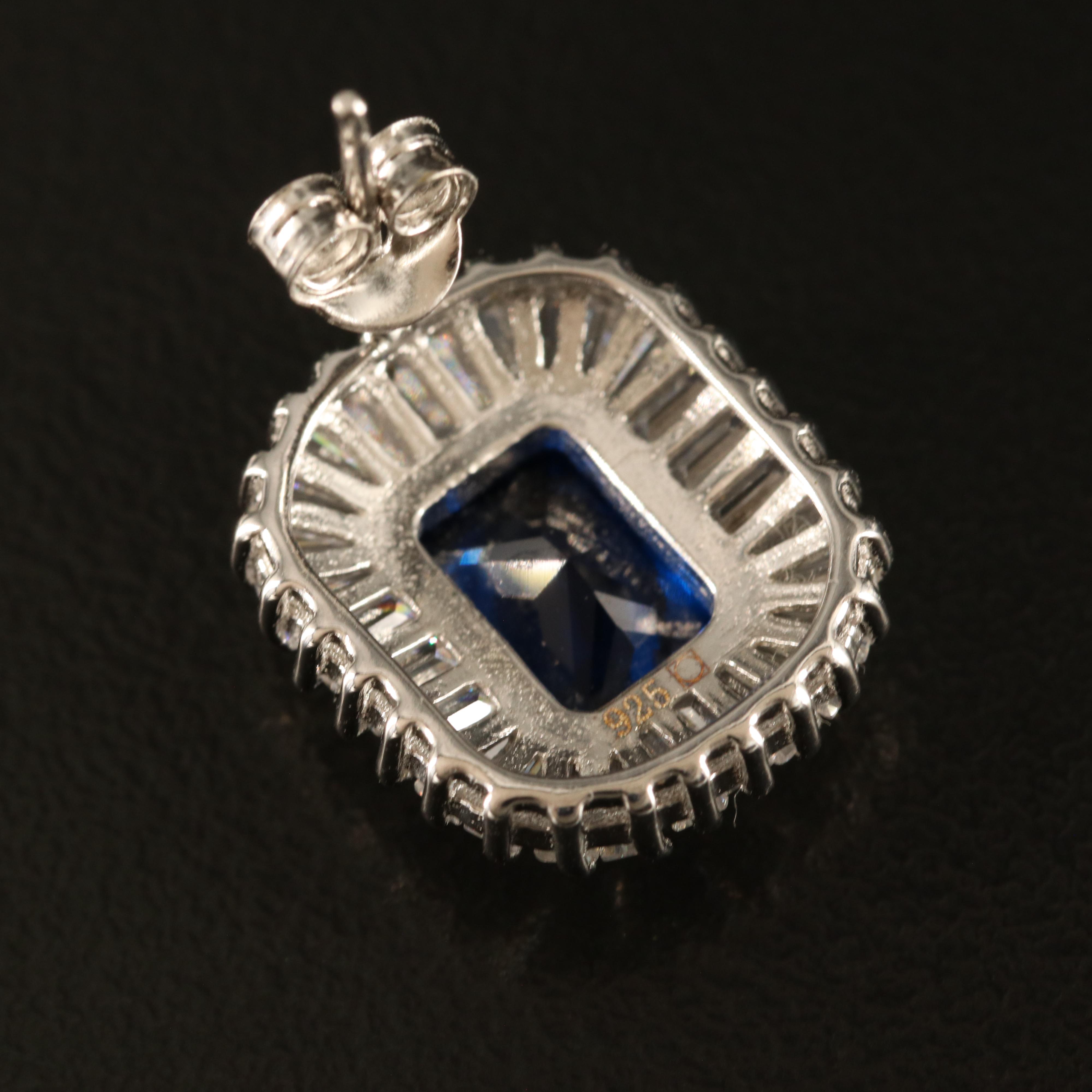 Sterling Spinel and Cubic Zirconia Earrings