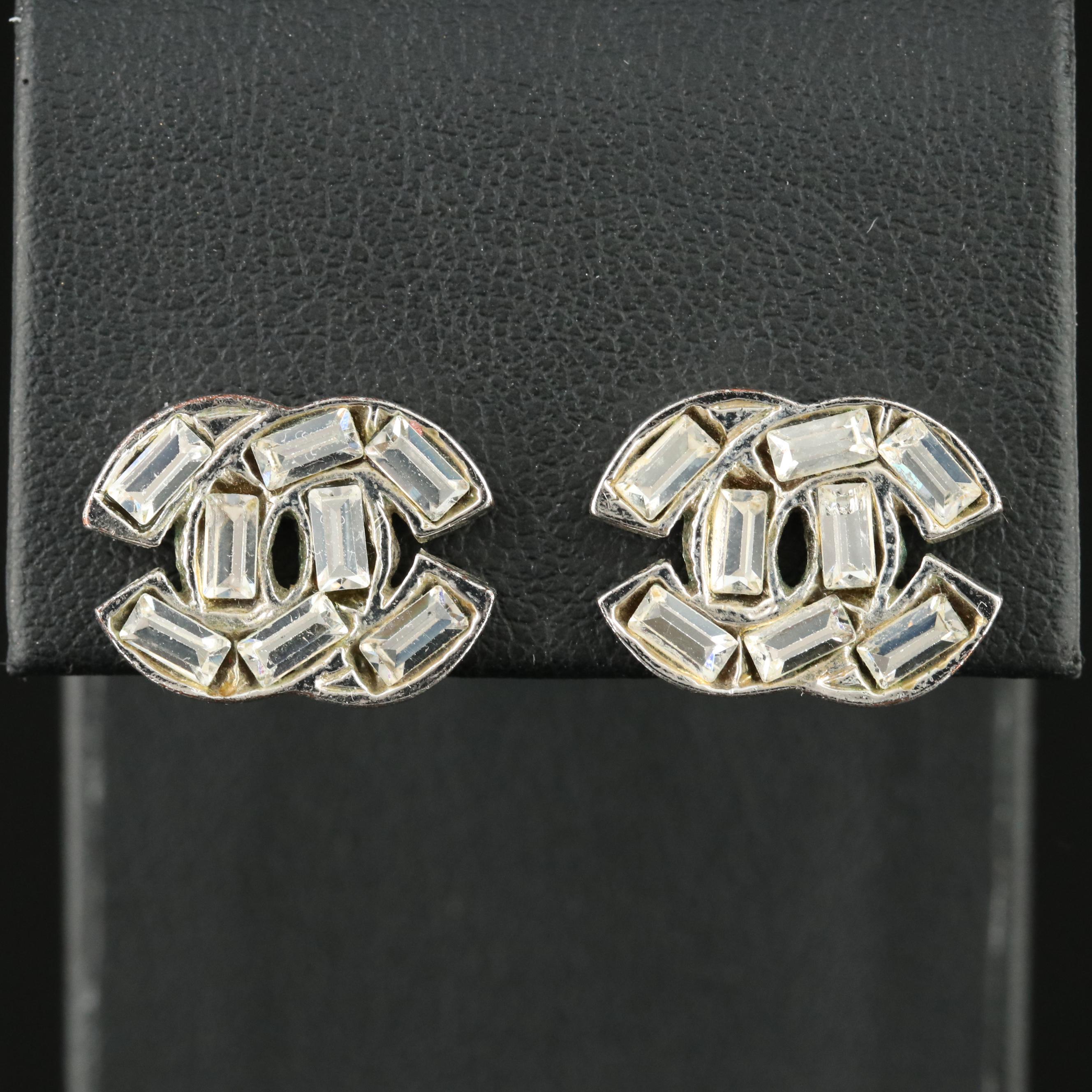 Chanel Strass Logo Earrings