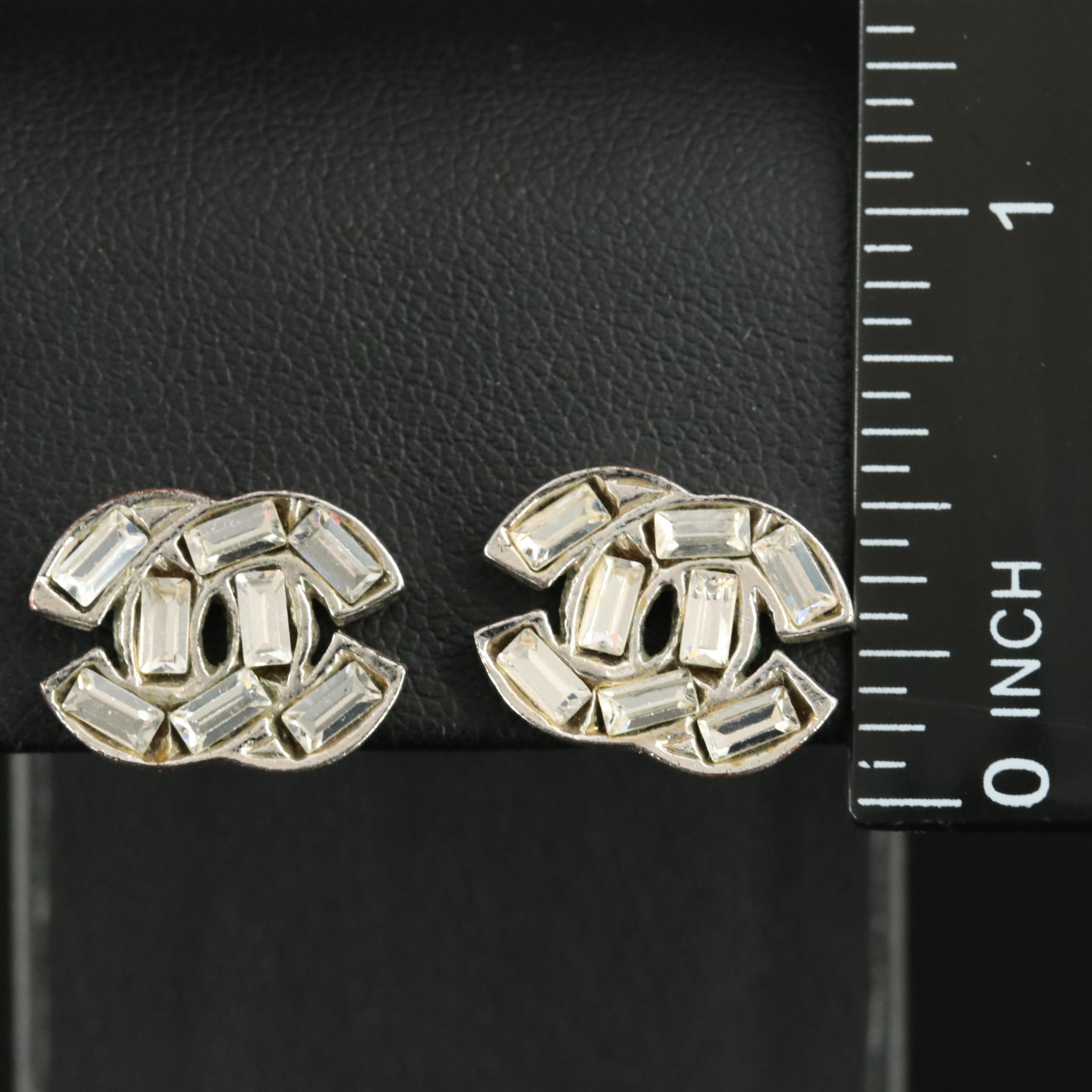 Chanel Strass Logo Earrings