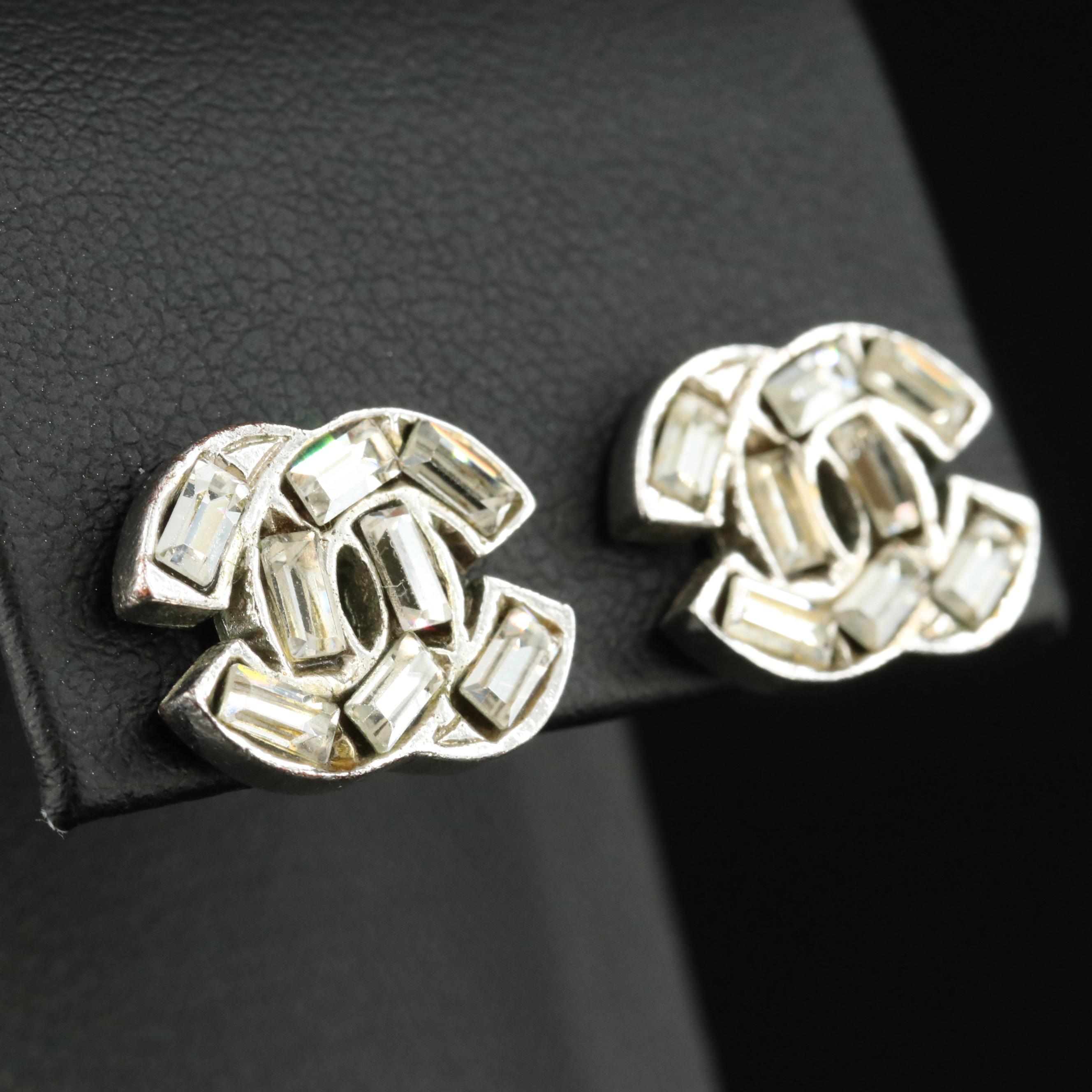 Chanel Strass Logo Earrings