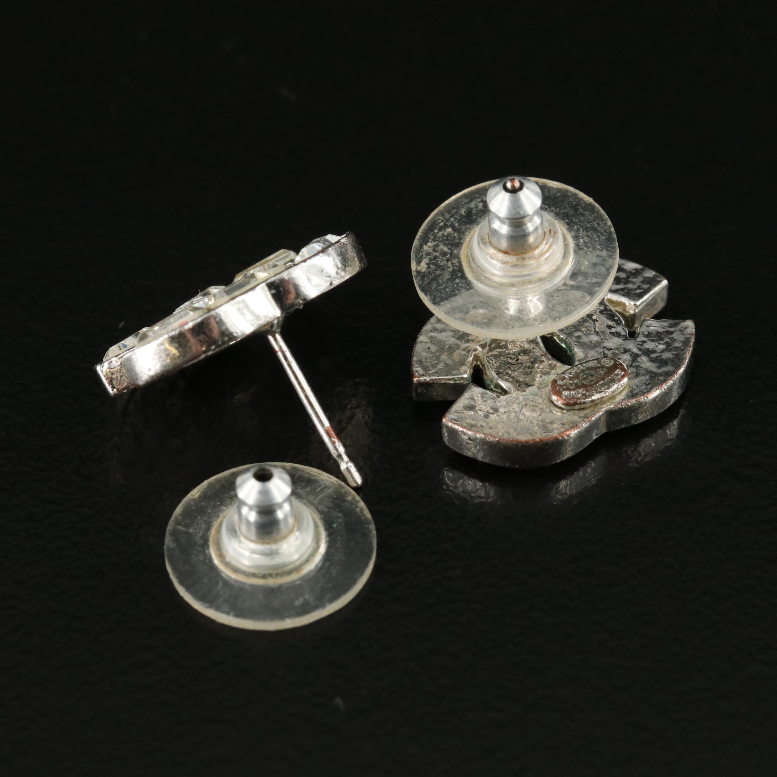 Chanel Strass Logo Earrings