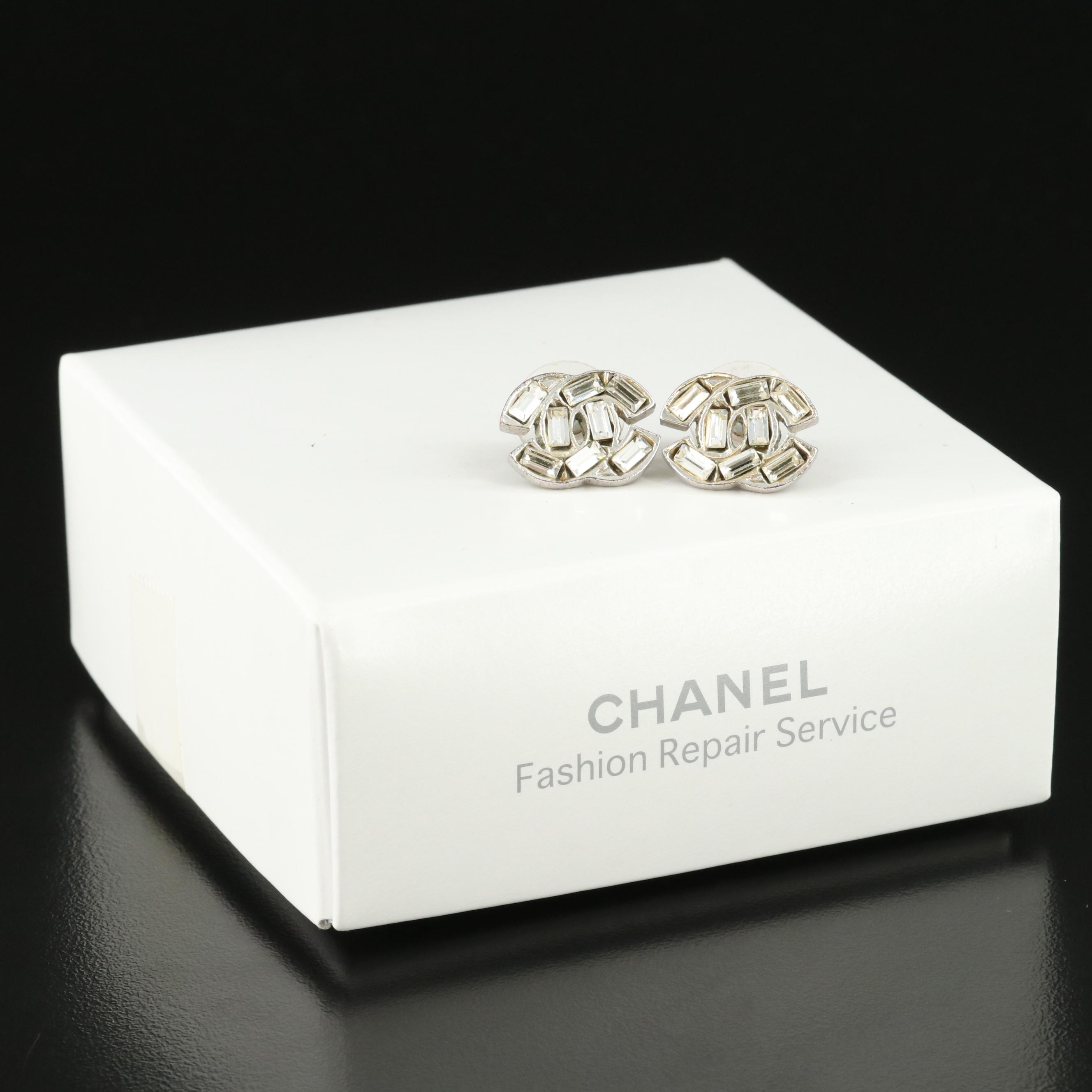 Chanel Strass Logo Earrings