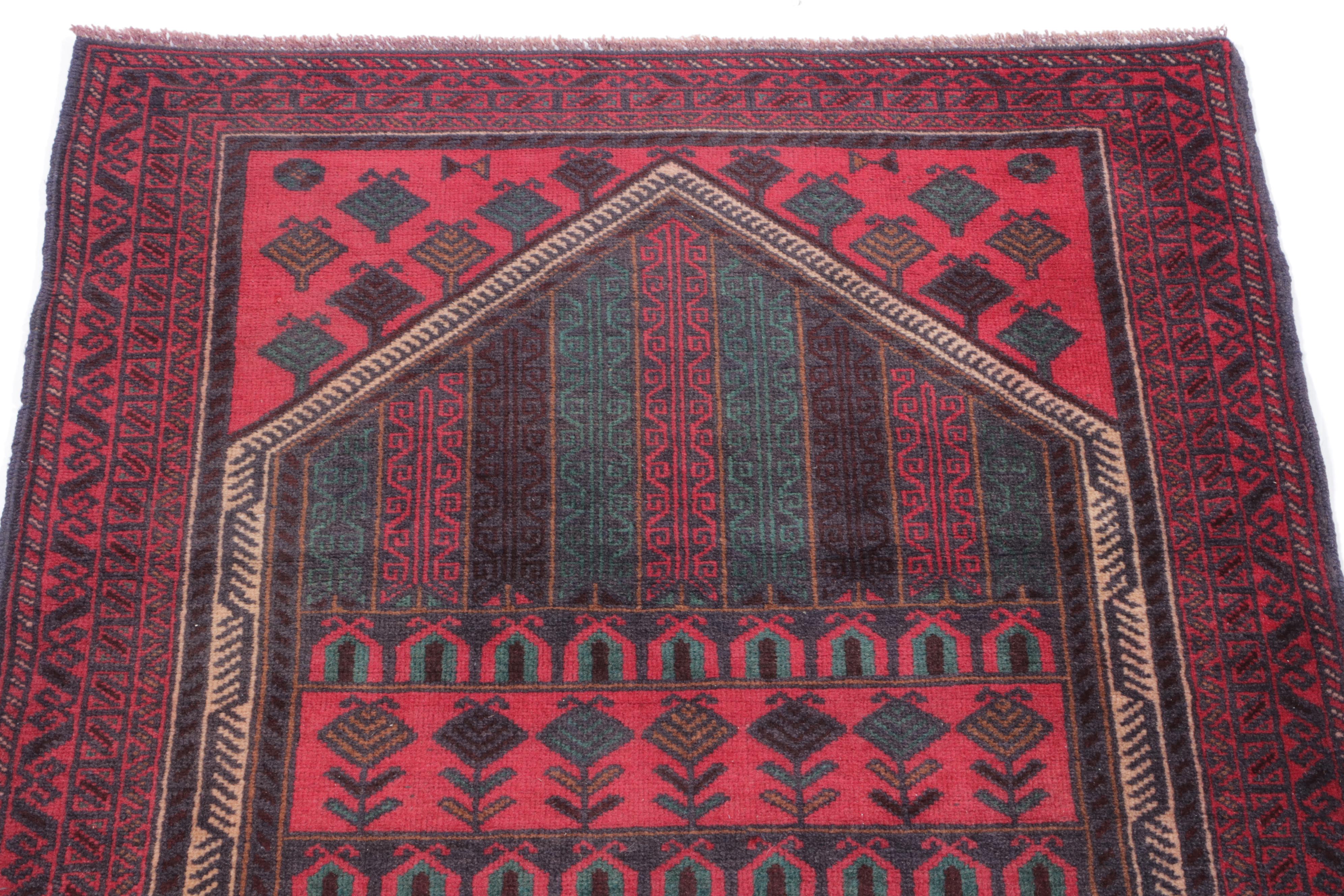 2'11 x 4'11 Hand-Knotted Afghan Baluch Accent Rug