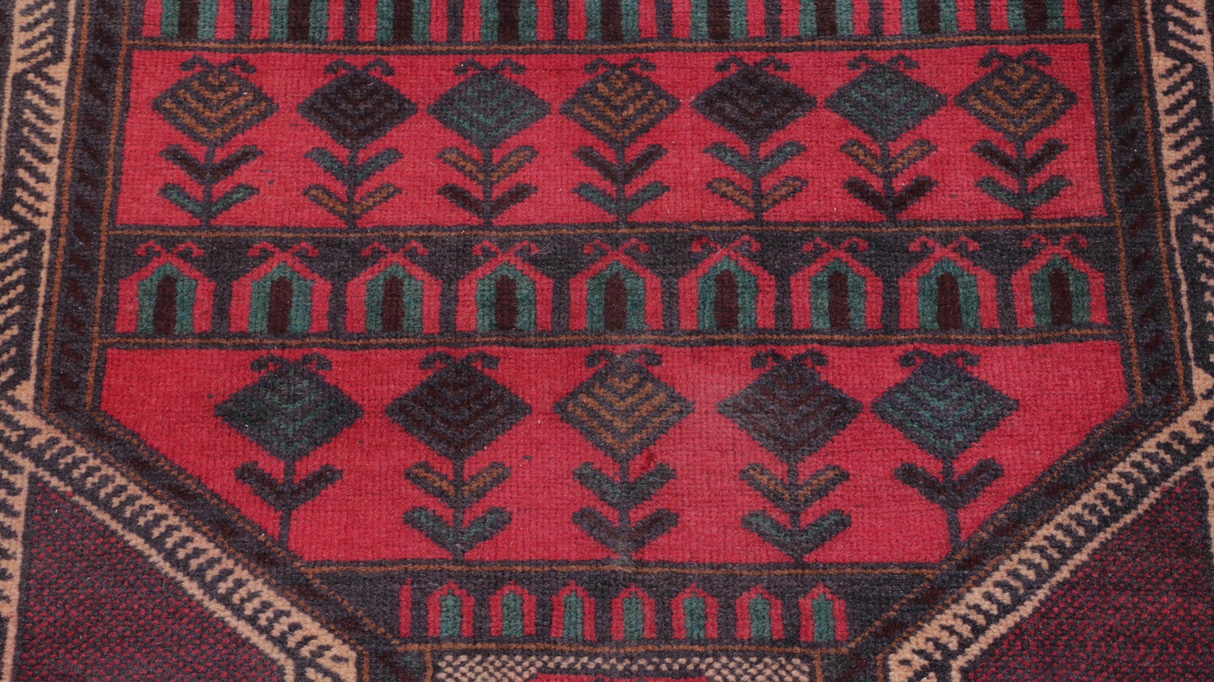 2'11 x 4'11 Hand-Knotted Afghan Baluch Accent Rug