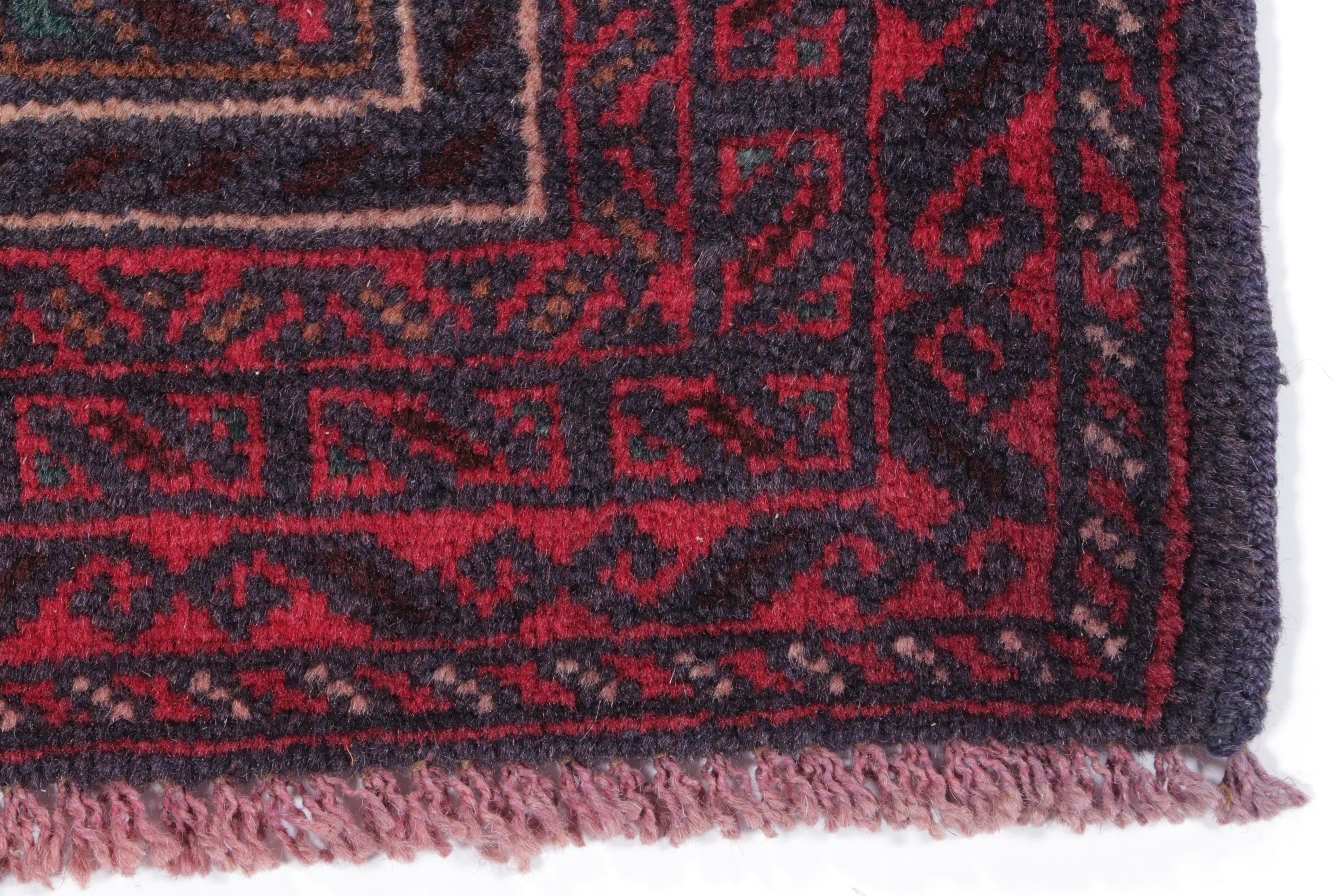 2'11 x 4'11 Hand-Knotted Afghan Baluch Accent Rug