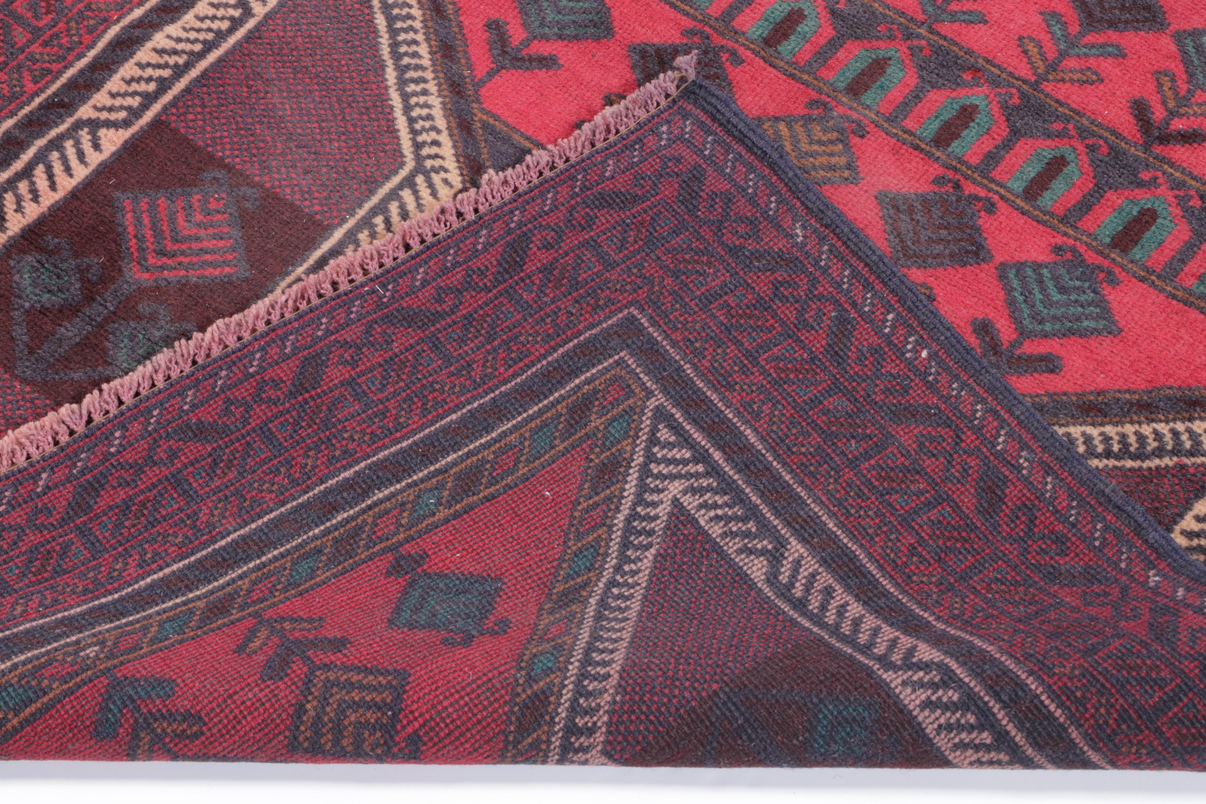 2'11 x 4'11 Hand-Knotted Afghan Baluch Accent Rug