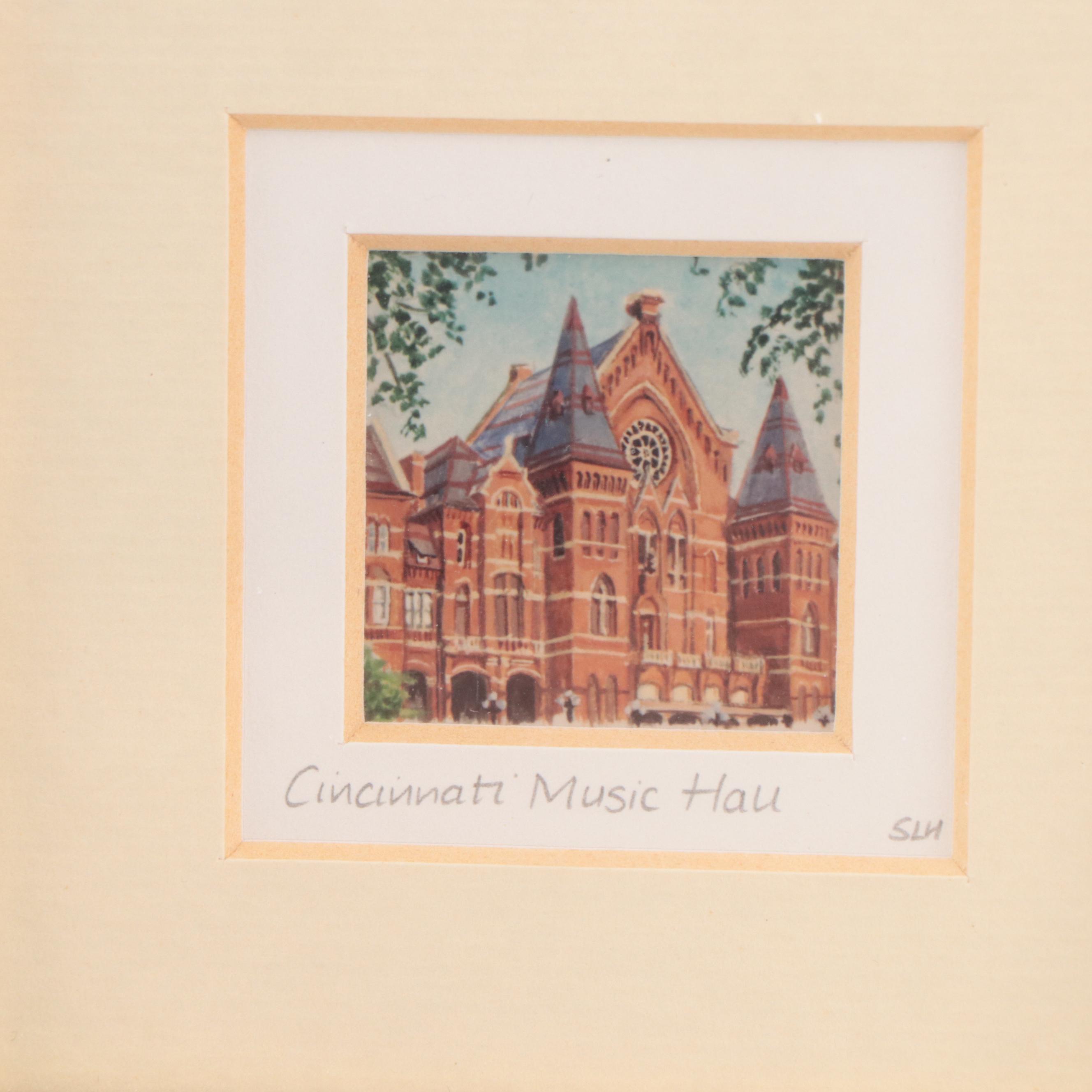 Chromogenic Color Print After Watercolor Painting "Cincinnati Music Hall," More