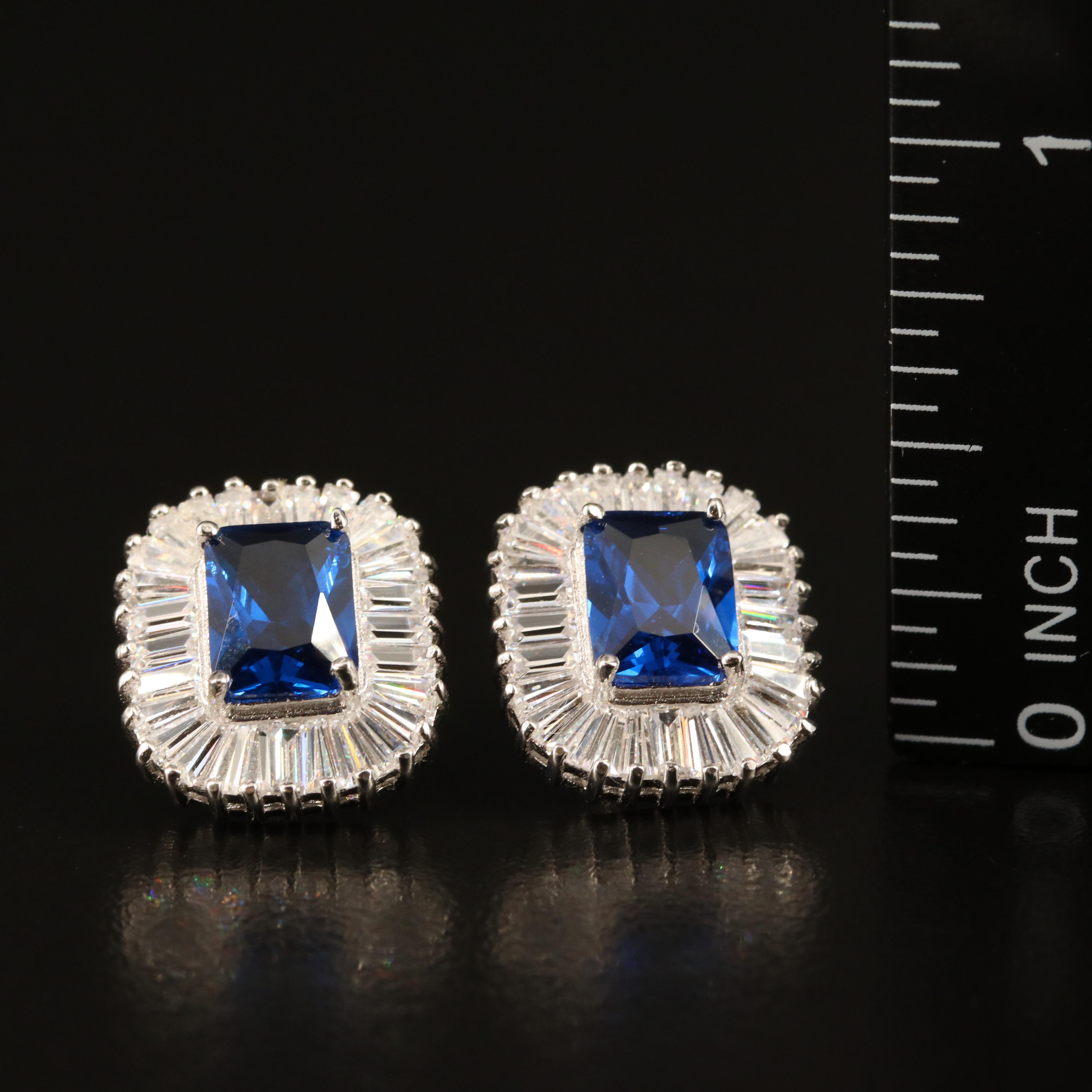 Sterling Spinel and Cubic Zirconia Earrings