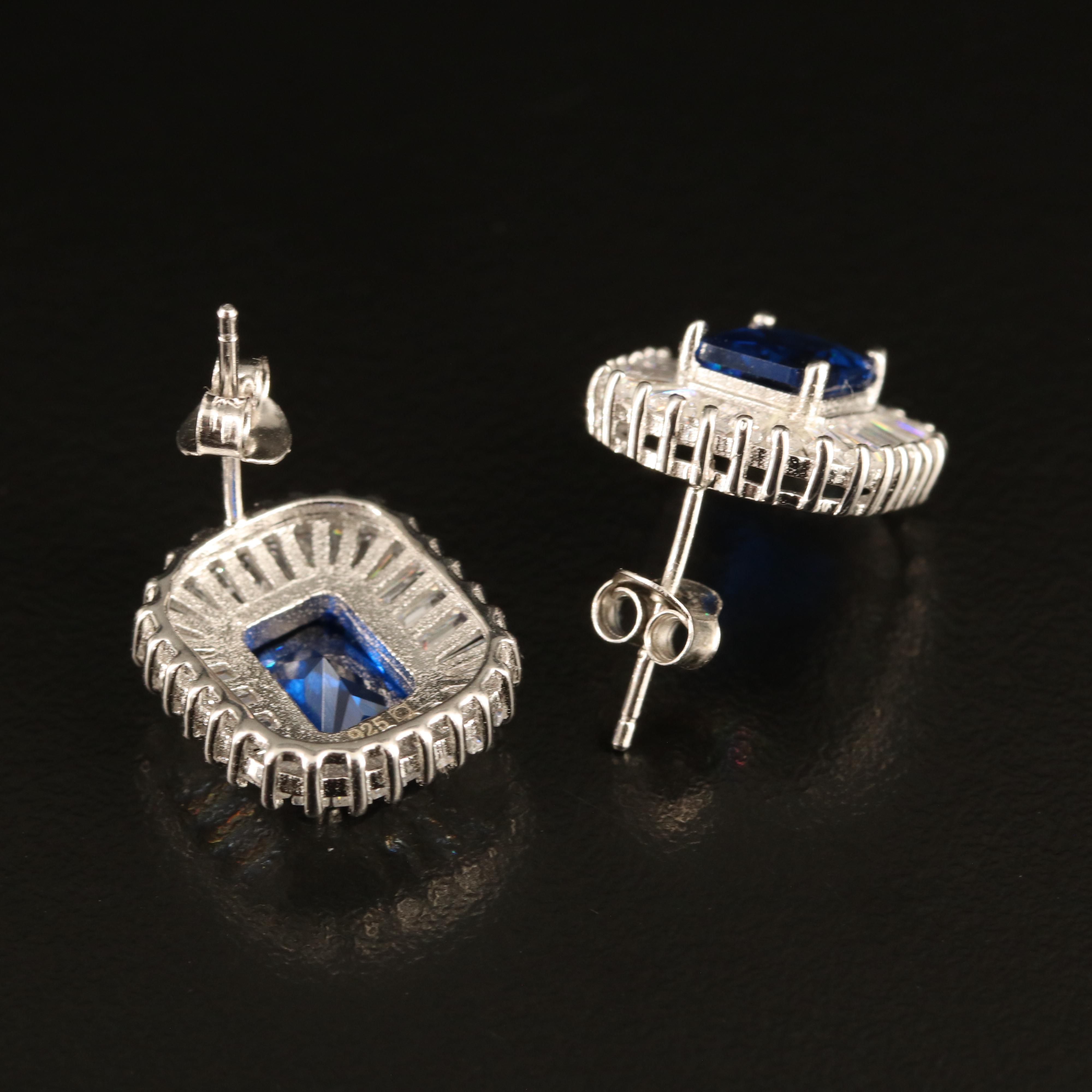 Sterling Spinel and Cubic Zirconia Earrings