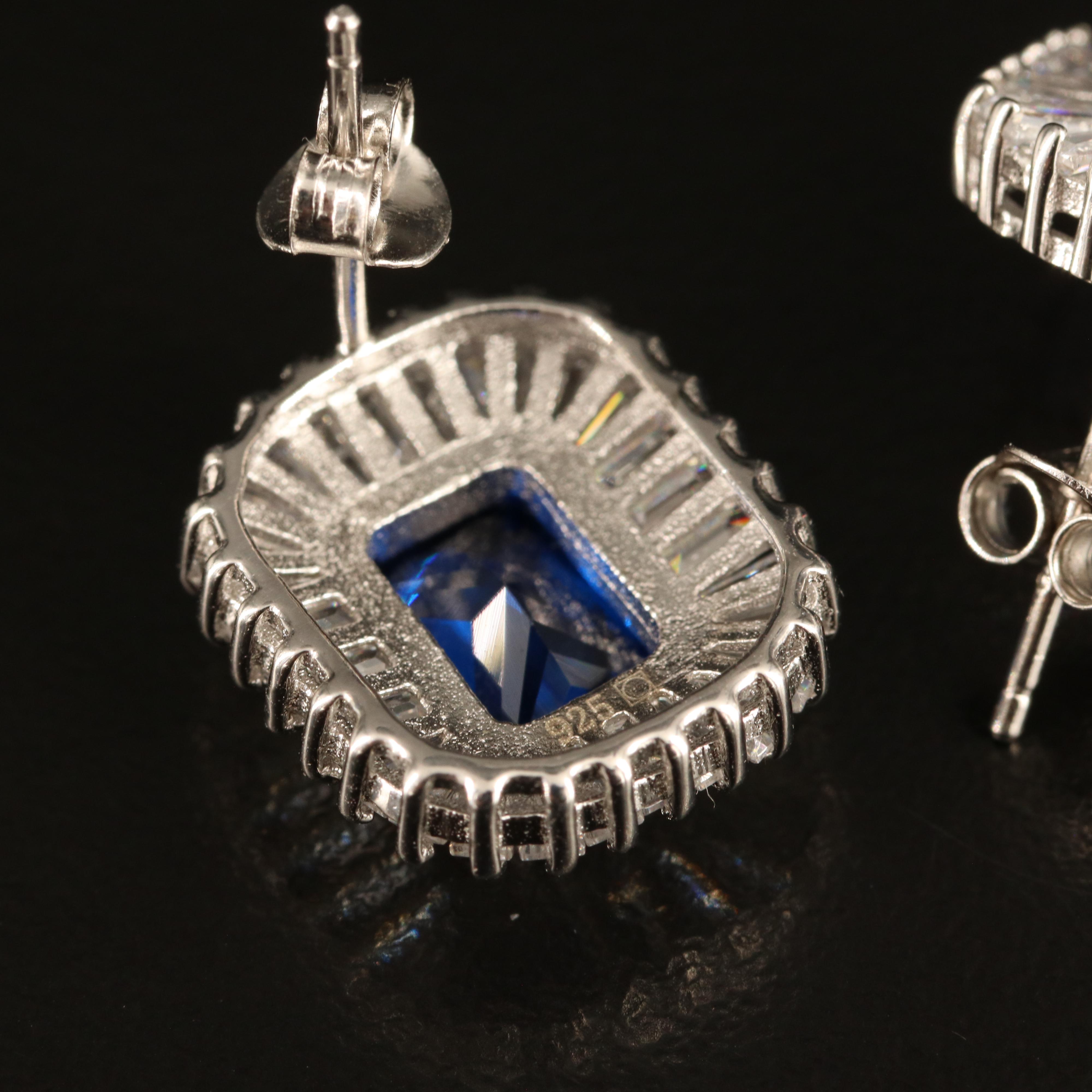 Sterling Spinel and Cubic Zirconia Earrings