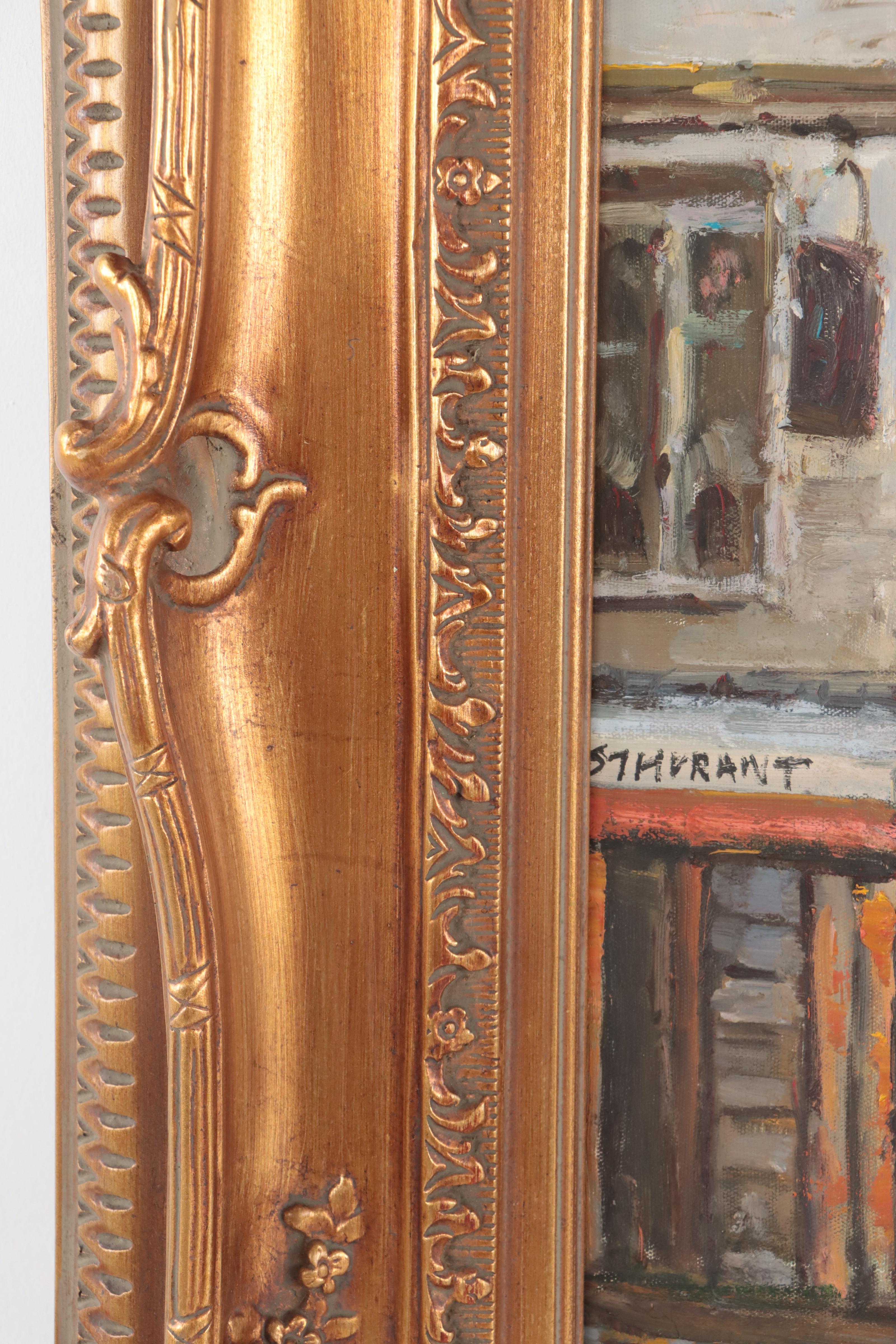 Parisian Street Scene Oil Painting, 21st Century