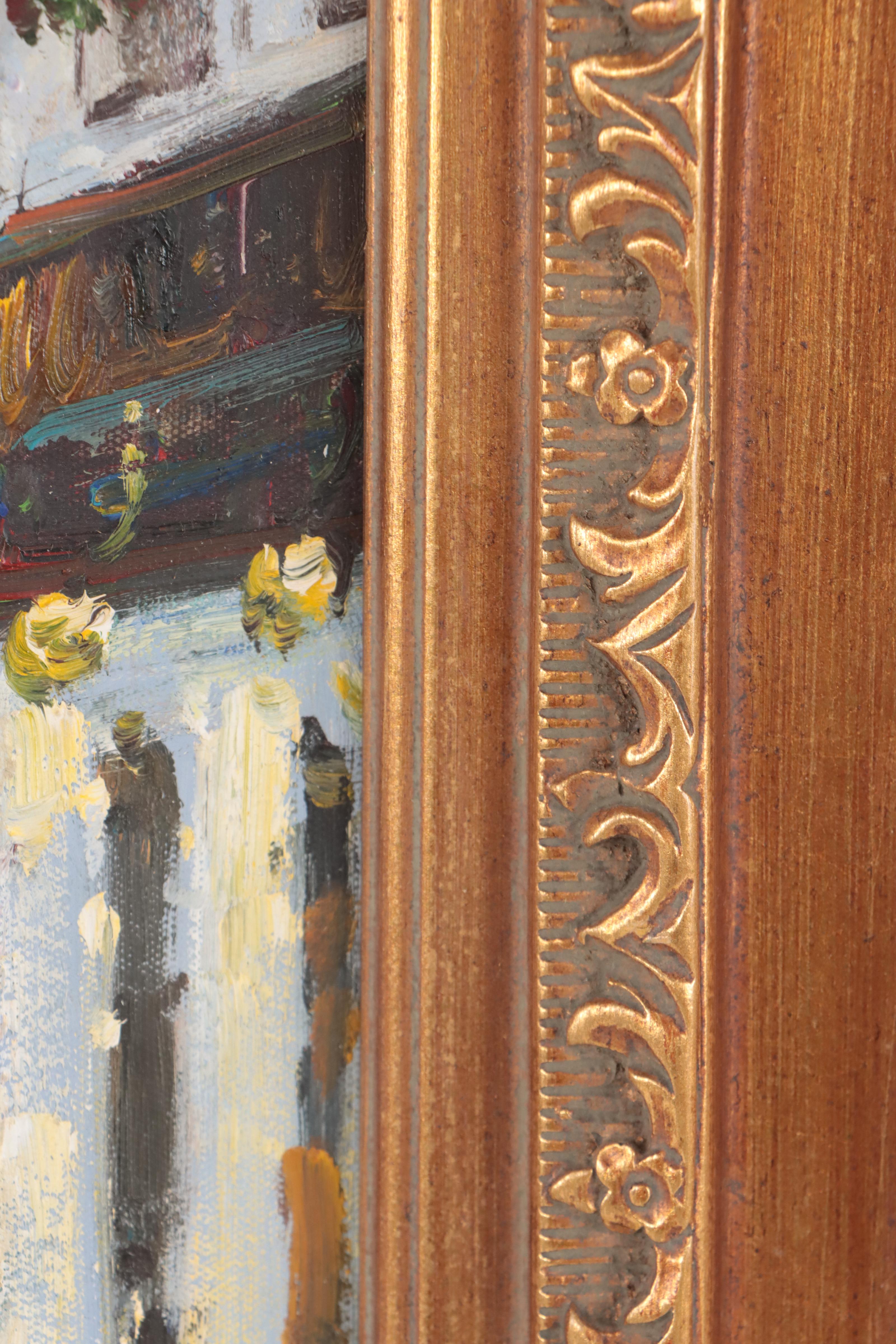 Parisian Street Scene Oil Painting, 21st Century