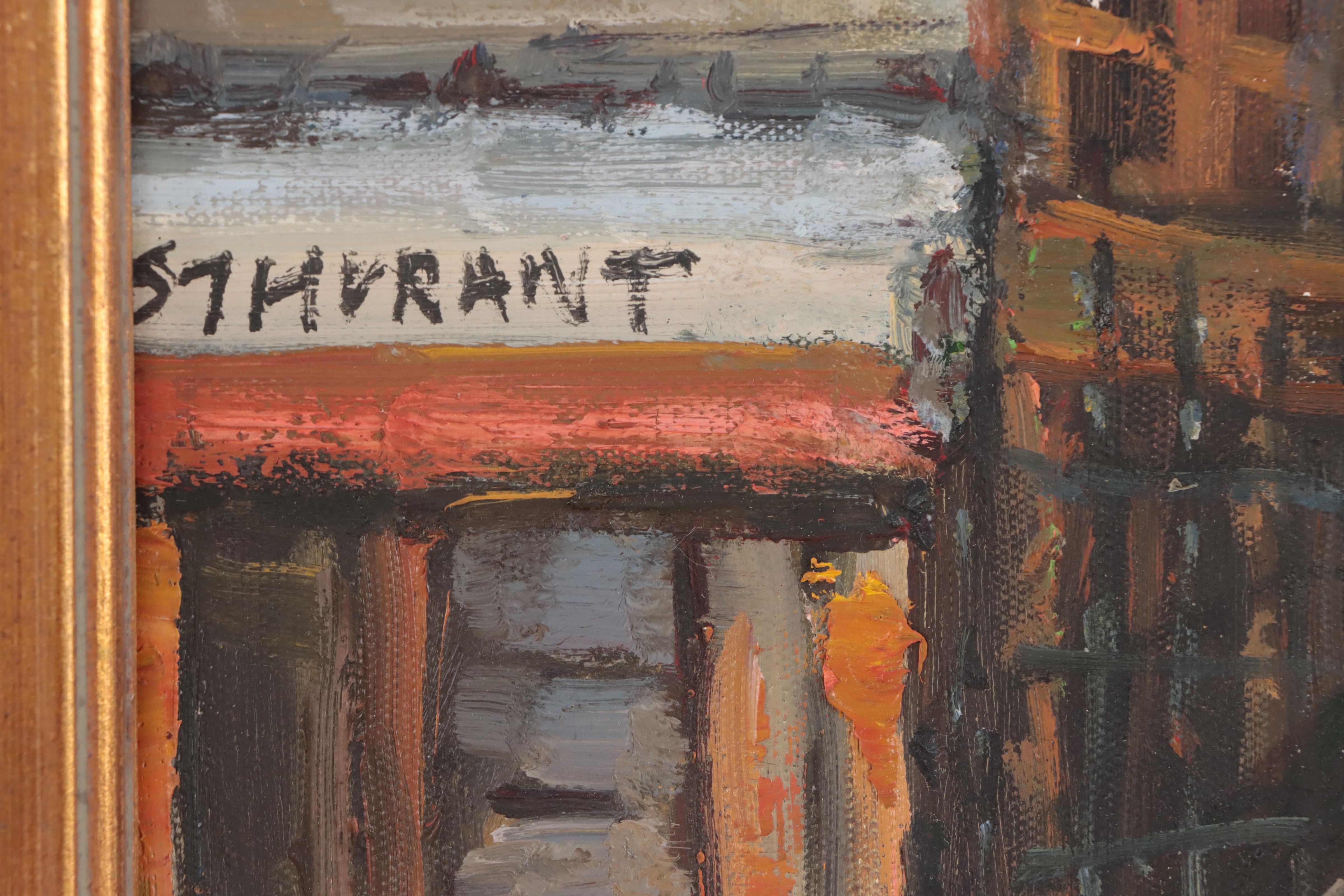 Parisian Street Scene Oil Painting, 21st Century