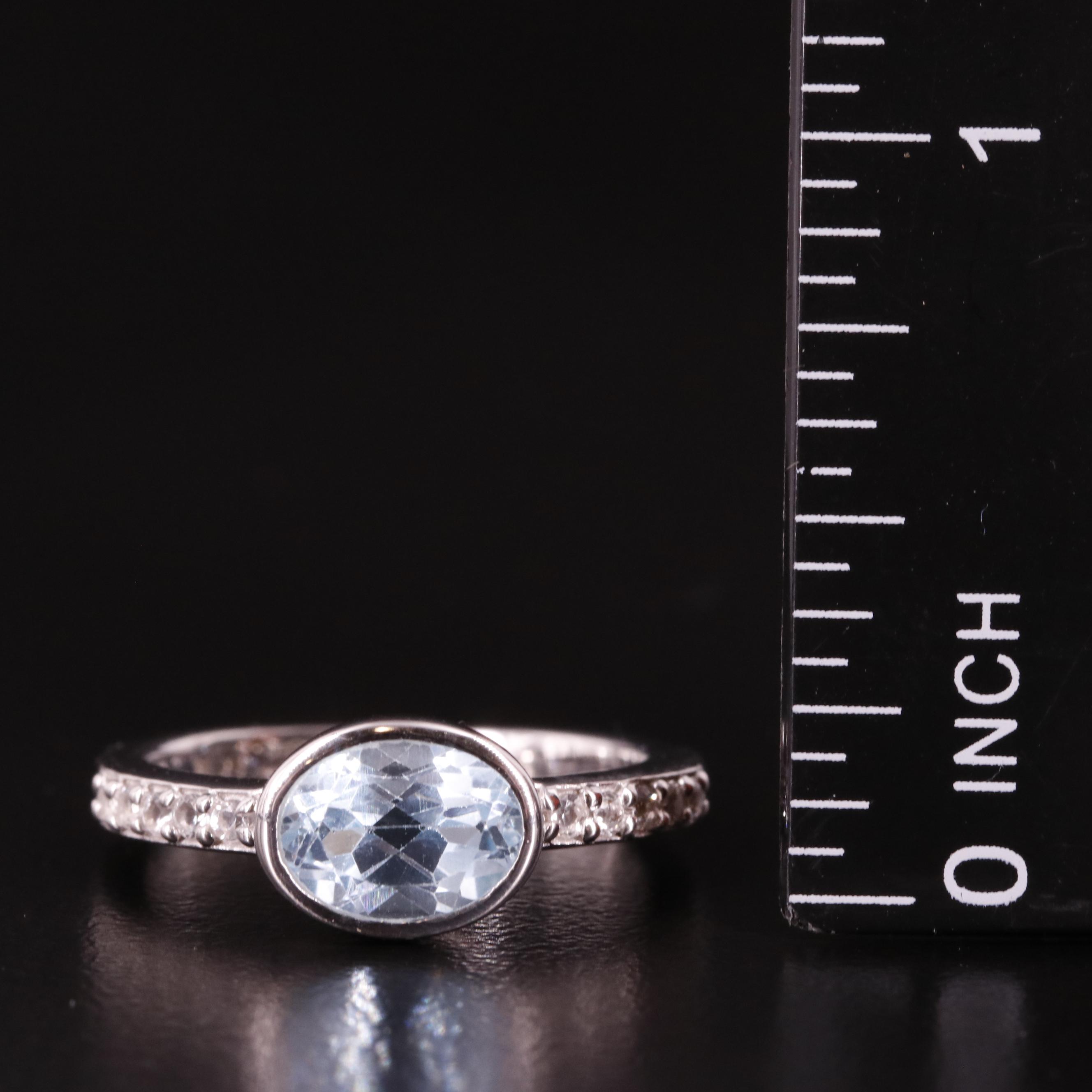 Sterling Blue and White Topaz Ring