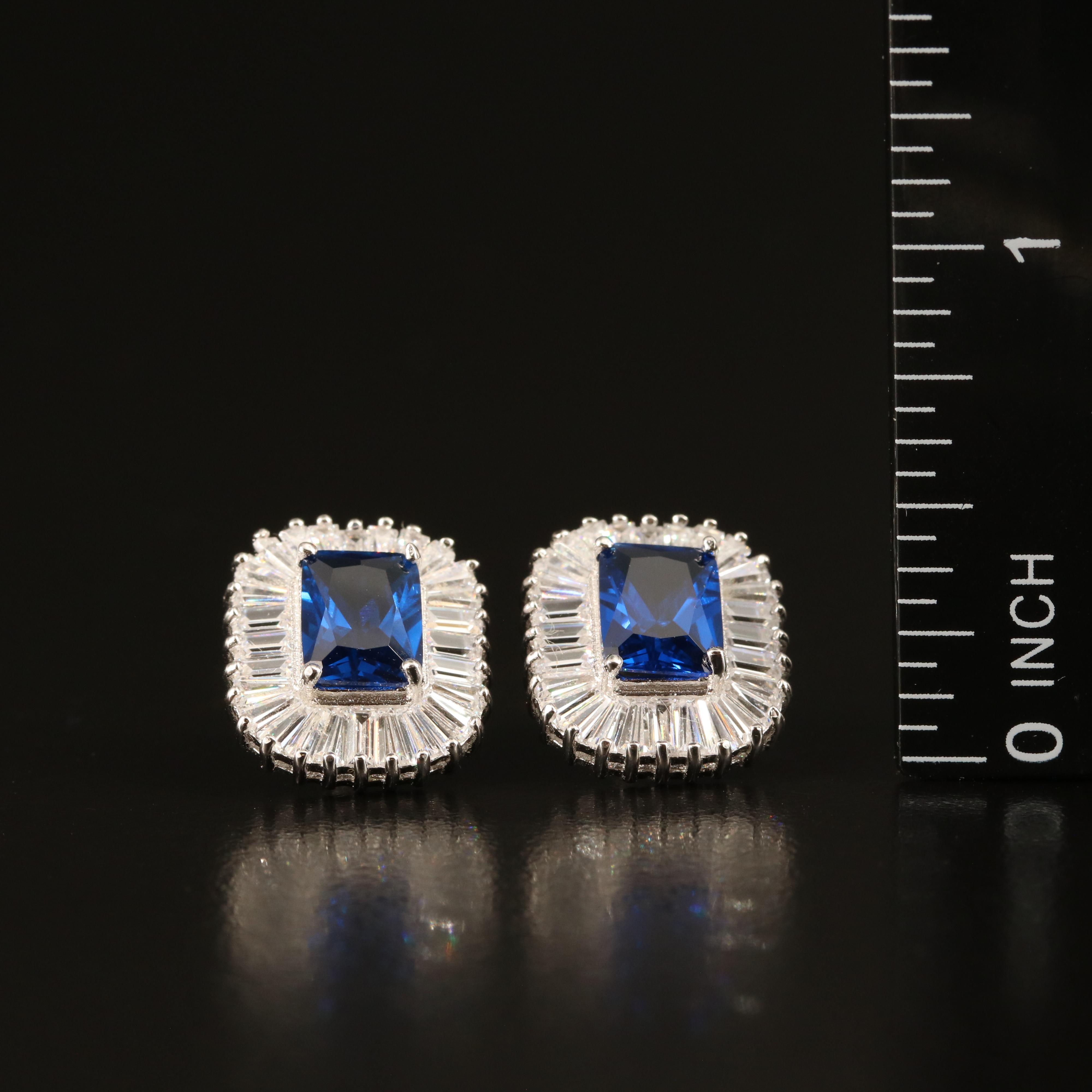 Sterling Spinel and Cubic Zirconia Earrings
