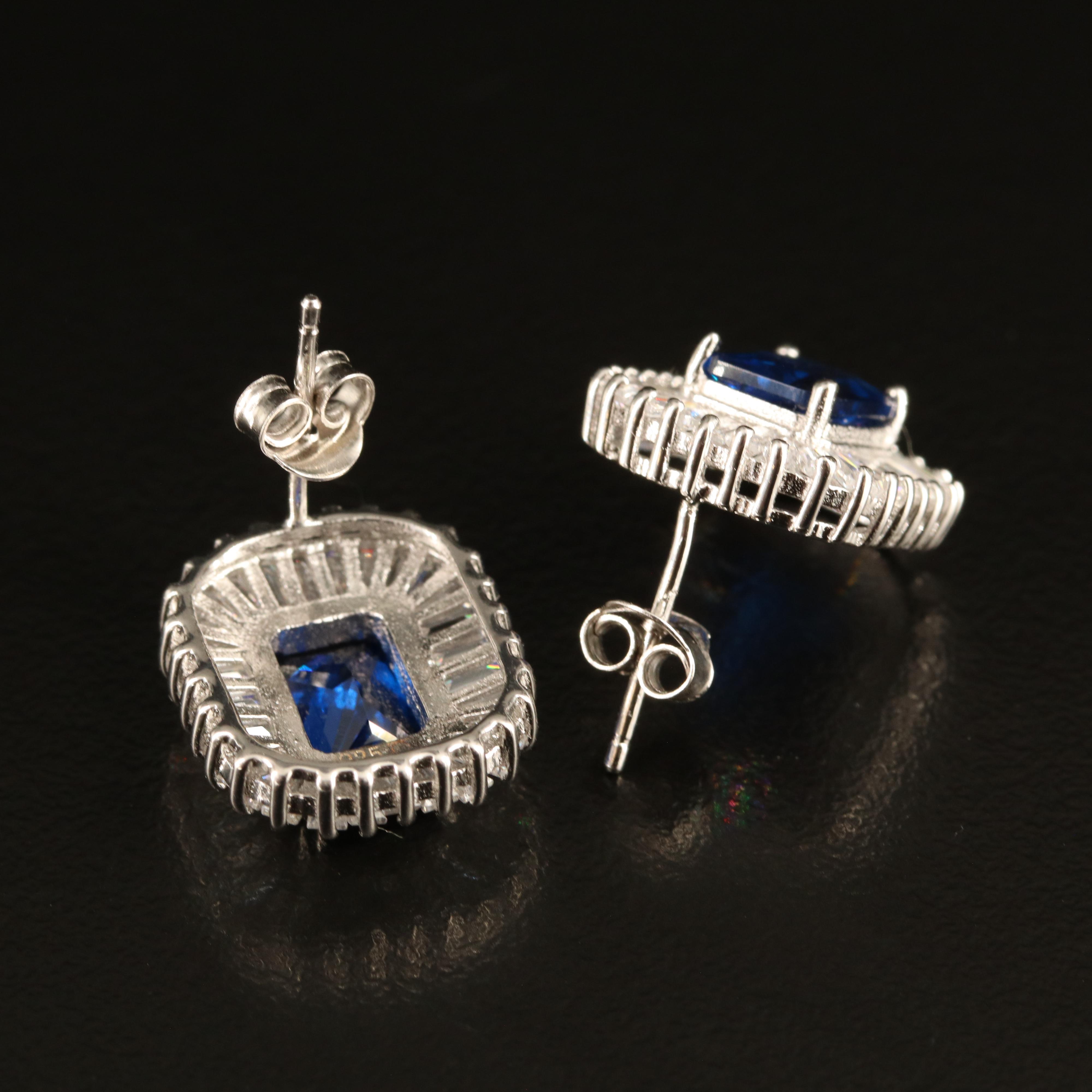 Sterling Spinel and Cubic Zirconia Earrings