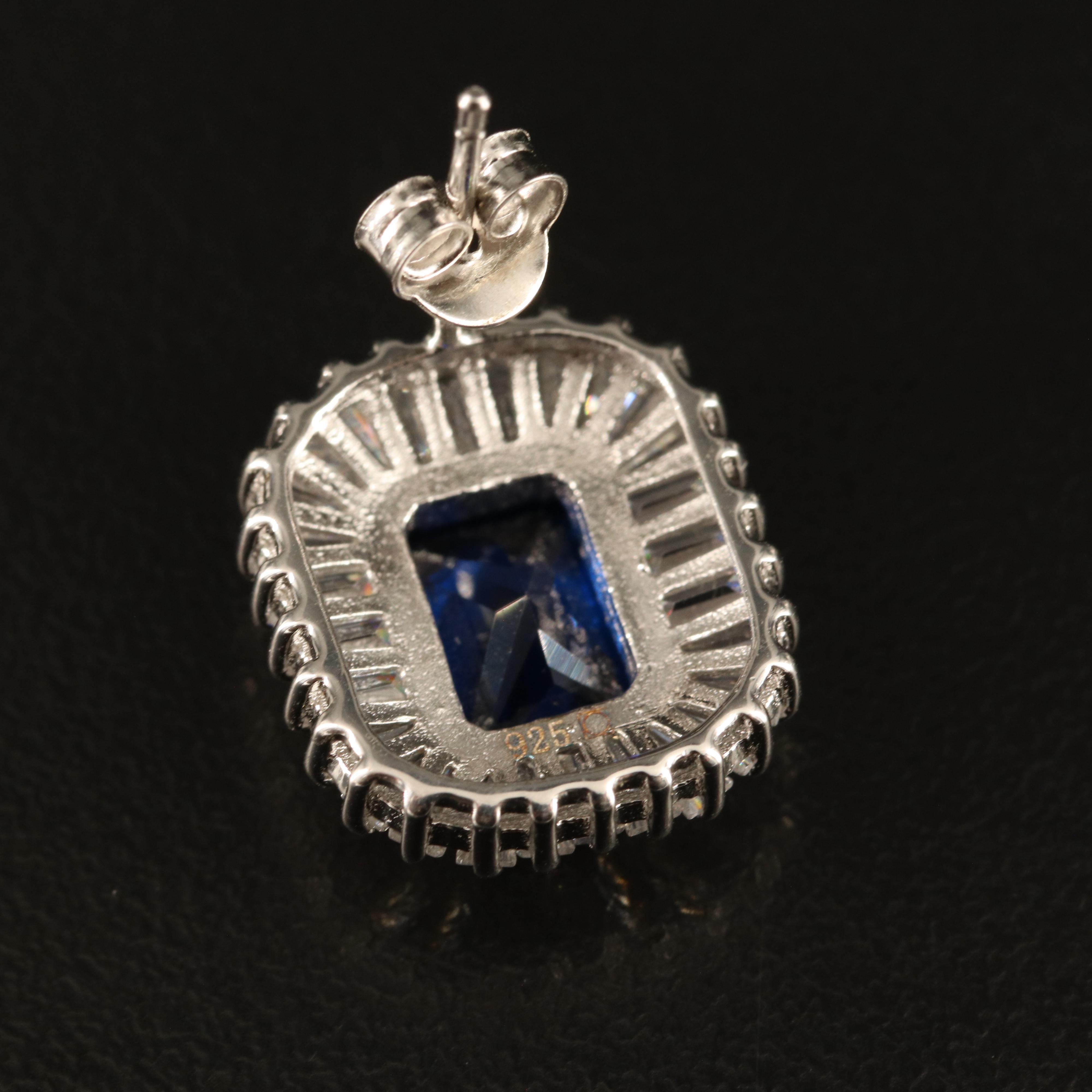 Sterling Spinel and Cubic Zirconia Earrings