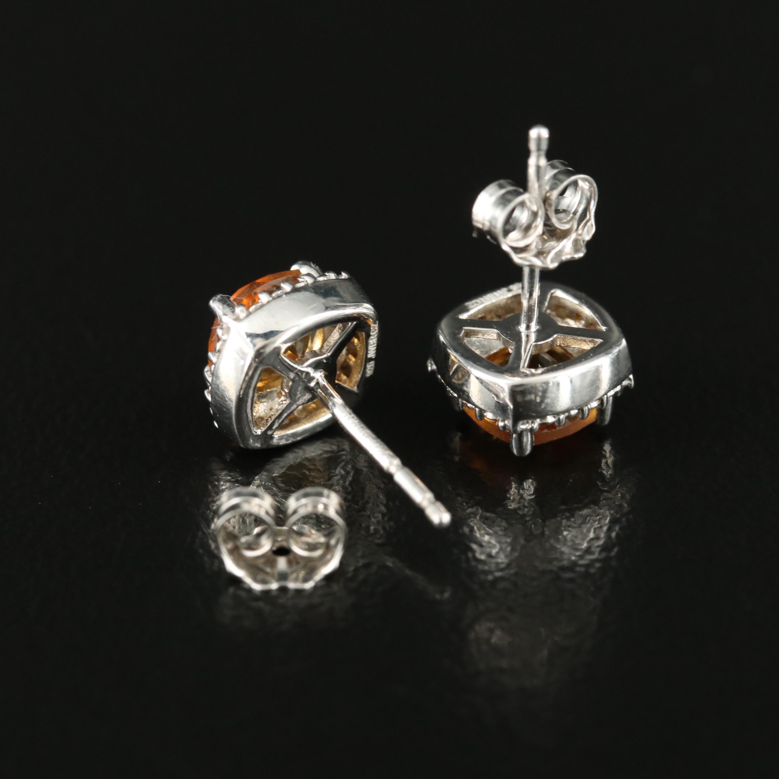 Sterling Citrine and Cubic Zirconia Earrings