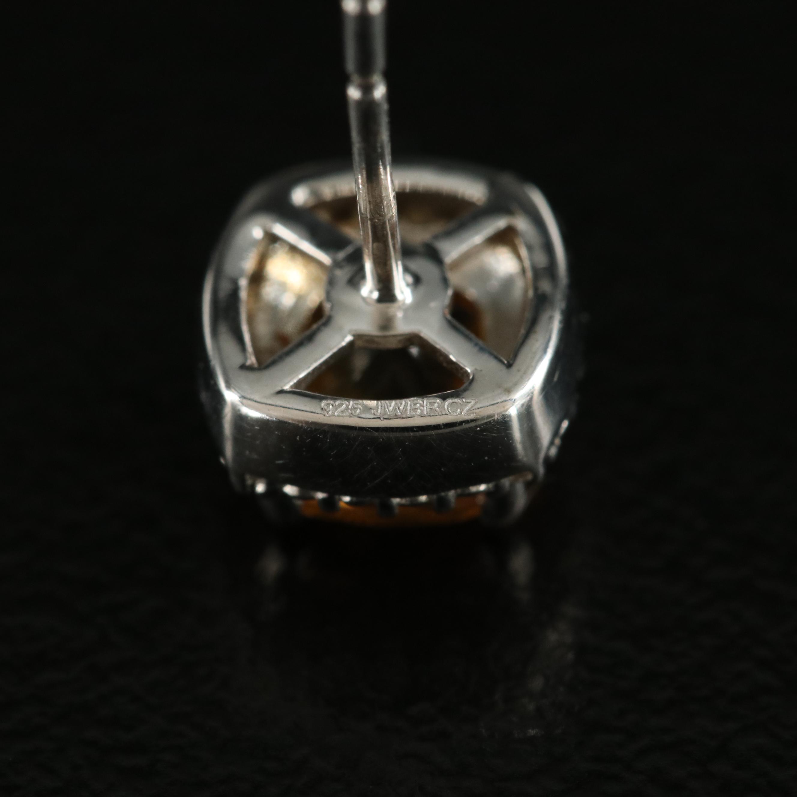 Sterling Citrine and Cubic Zirconia Earrings