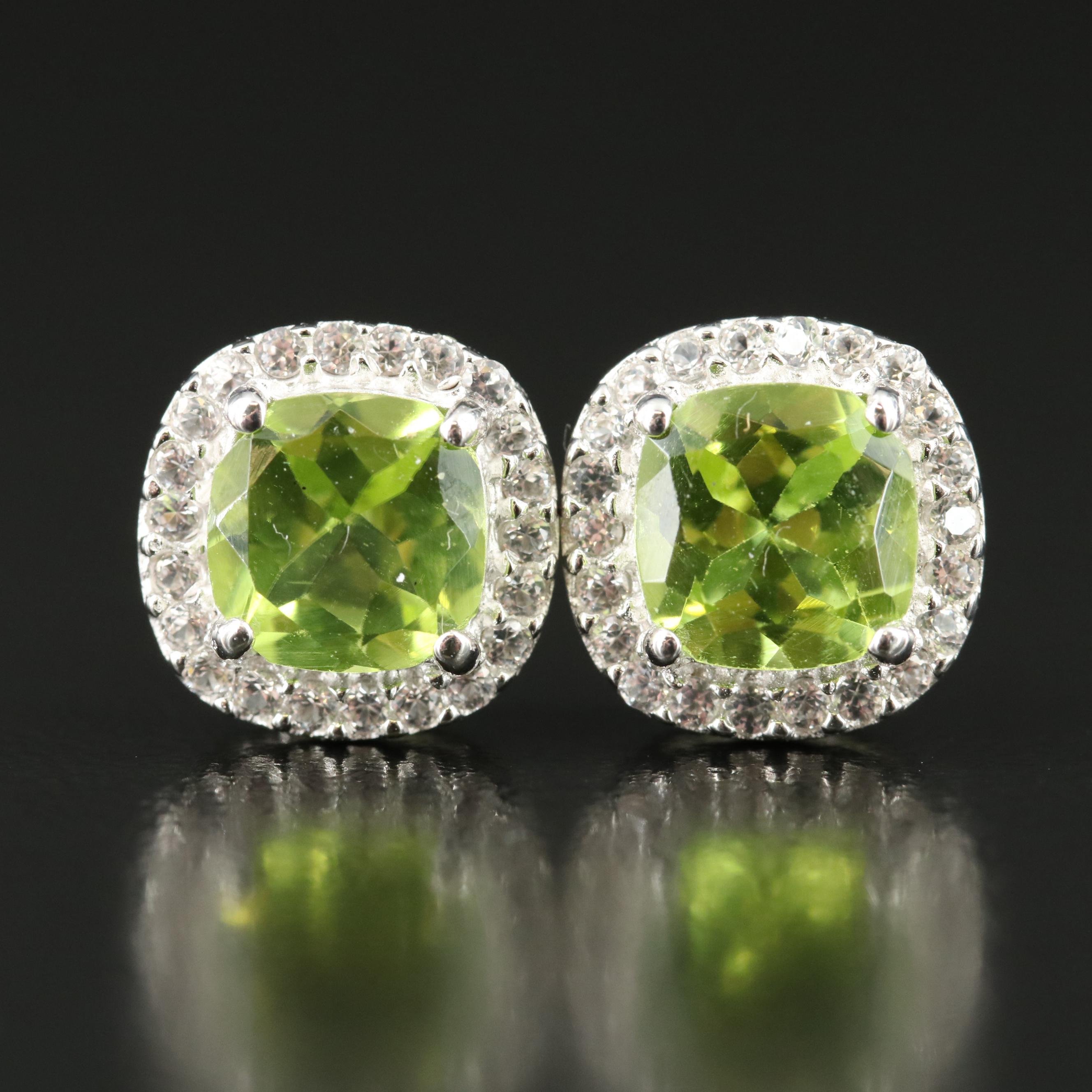 Sterling Peridot and Sapphire Earrings