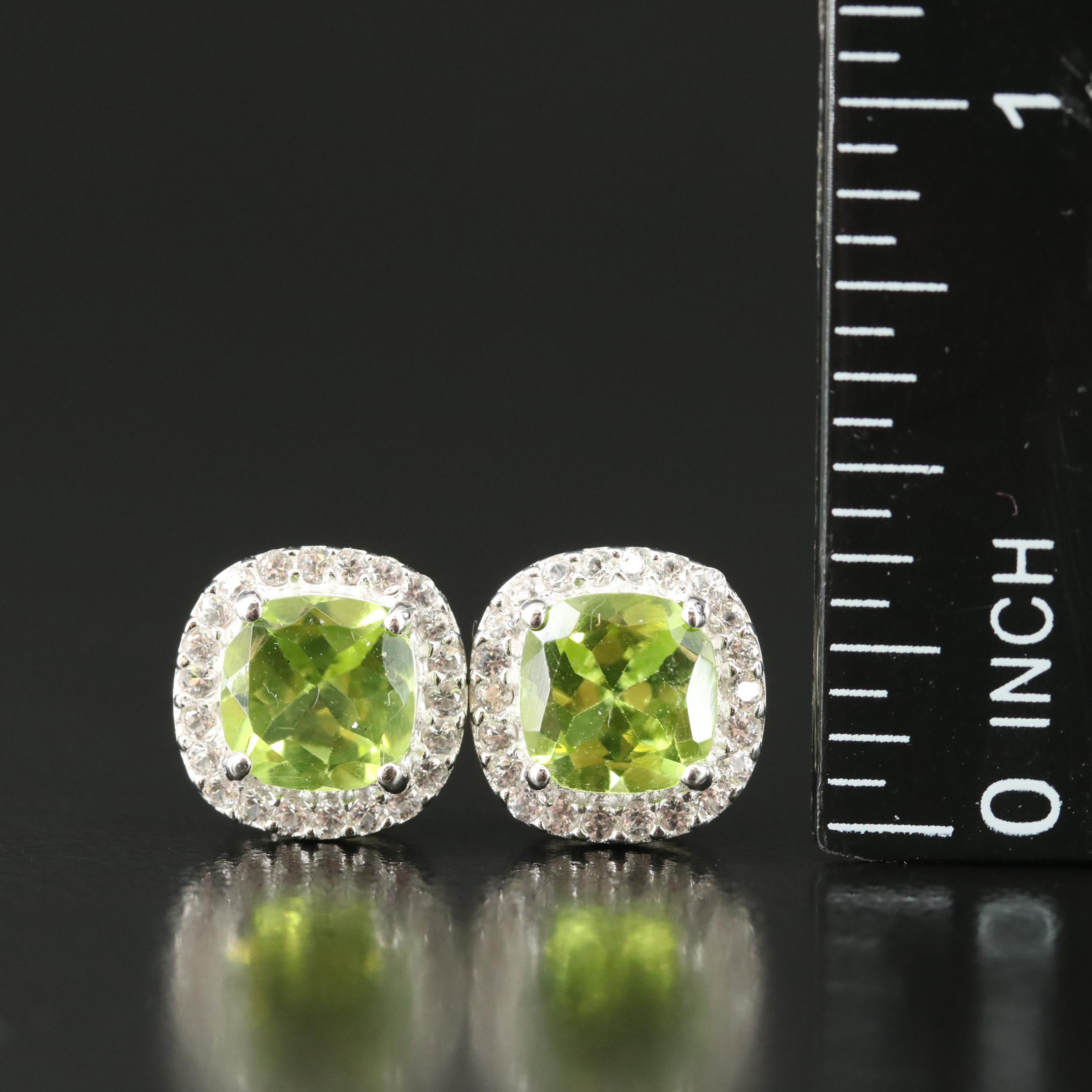 Sterling Peridot and Sapphire Earrings