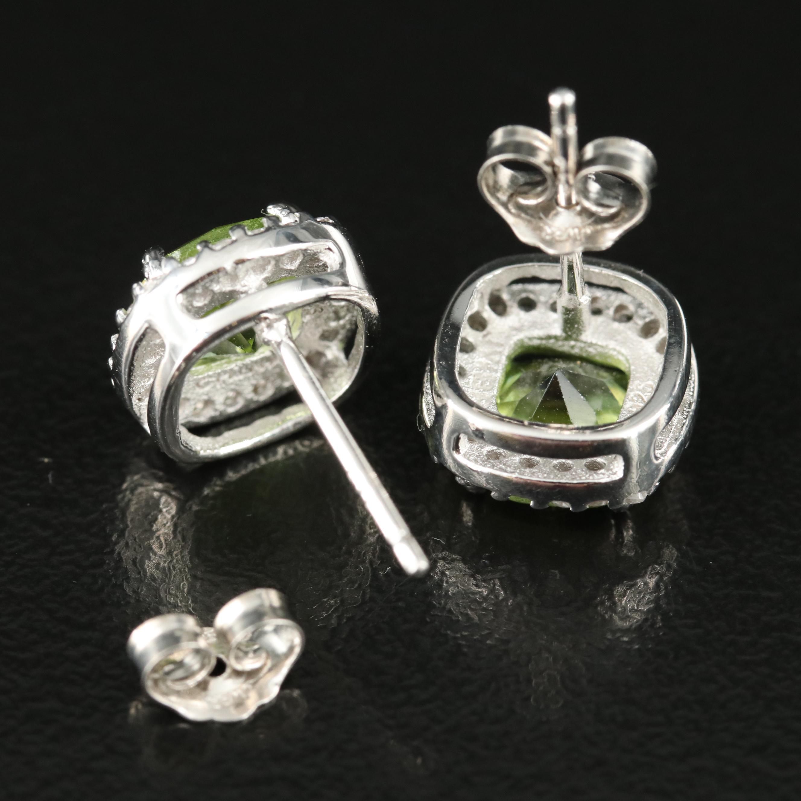 Sterling Peridot and Sapphire Earrings