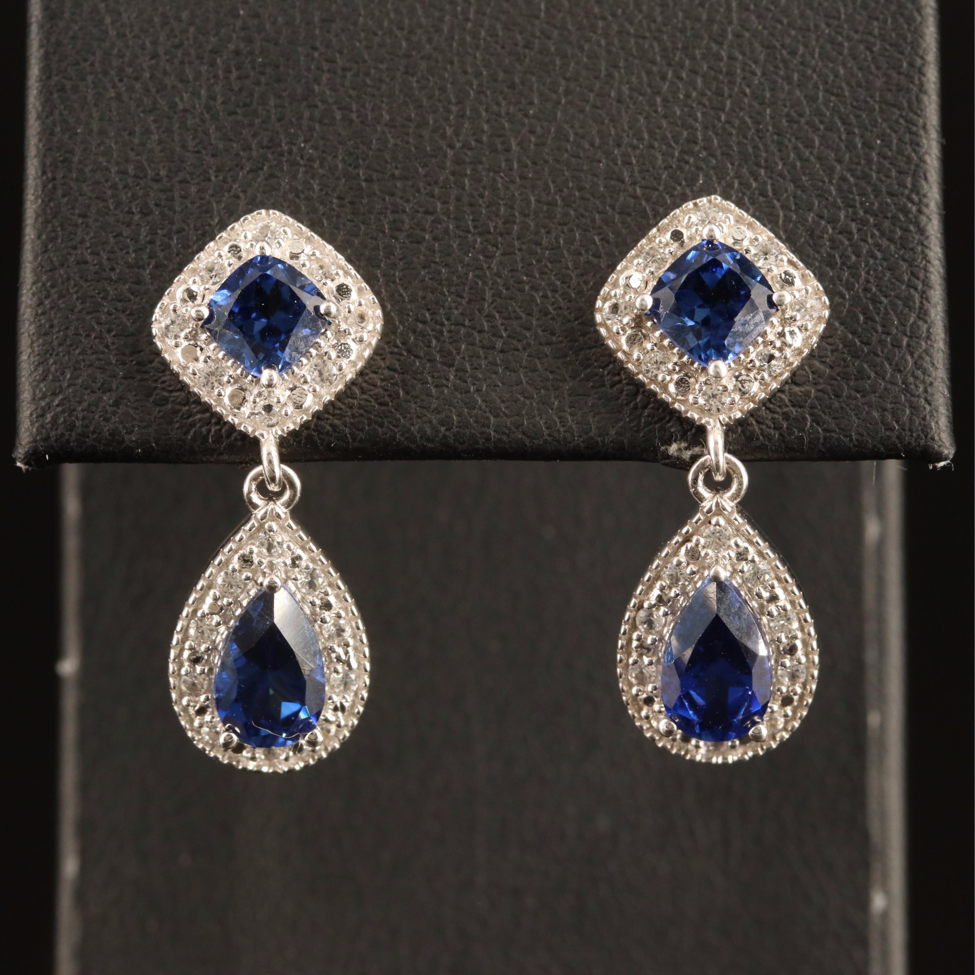 Sterling Blue and White Sapphire Earrings