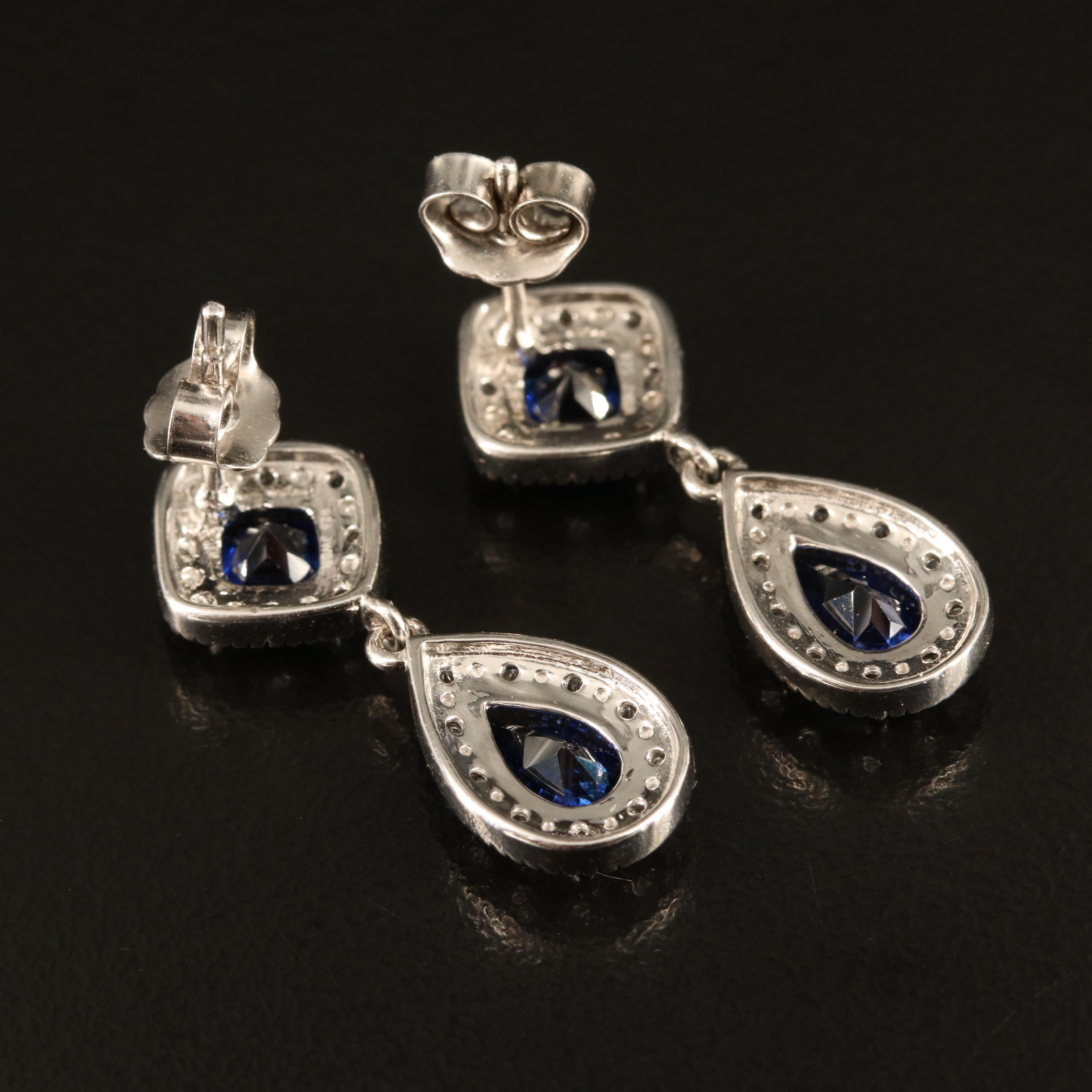 Sterling Blue and White Sapphire Earrings