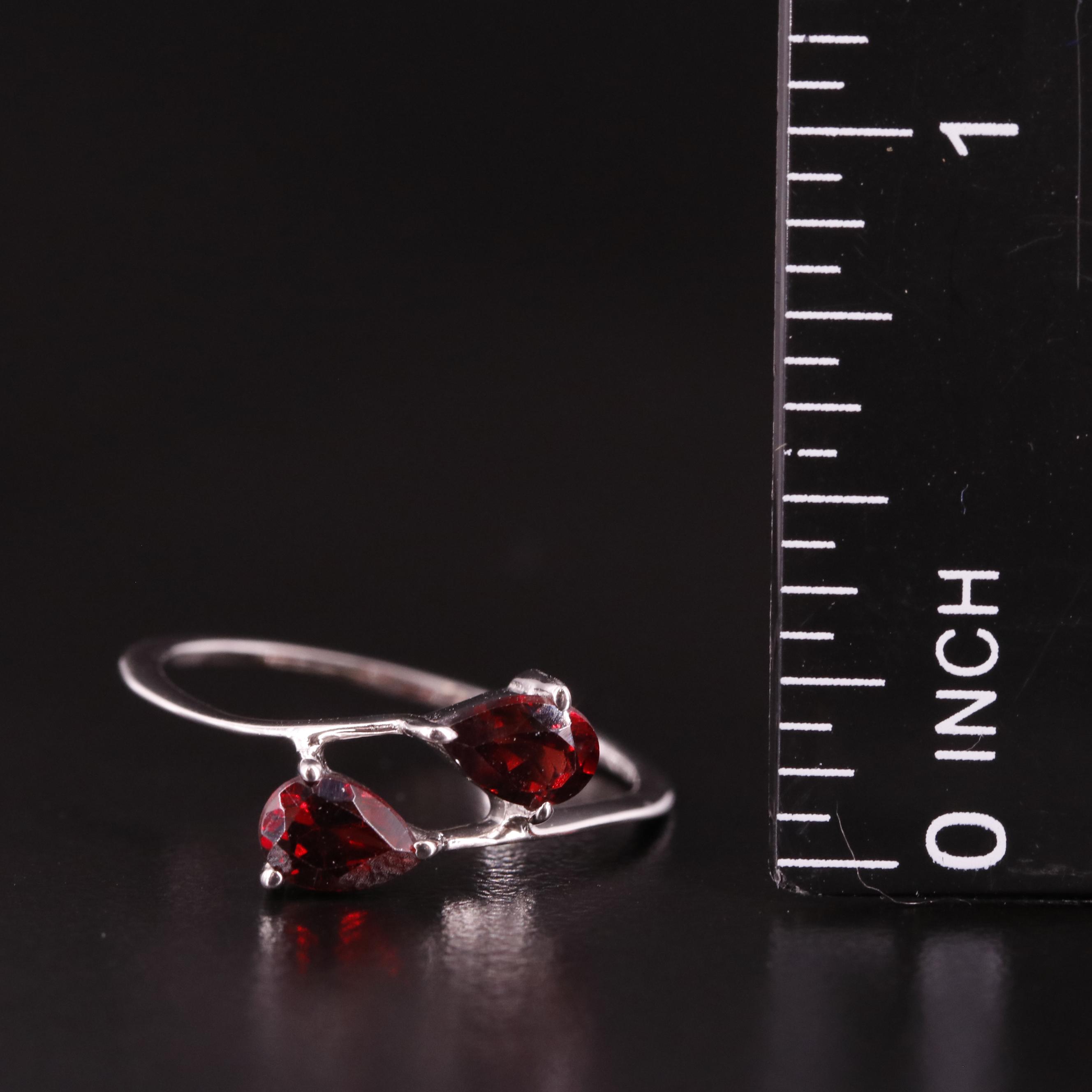 Sterling Garnet Teardrop Ring
