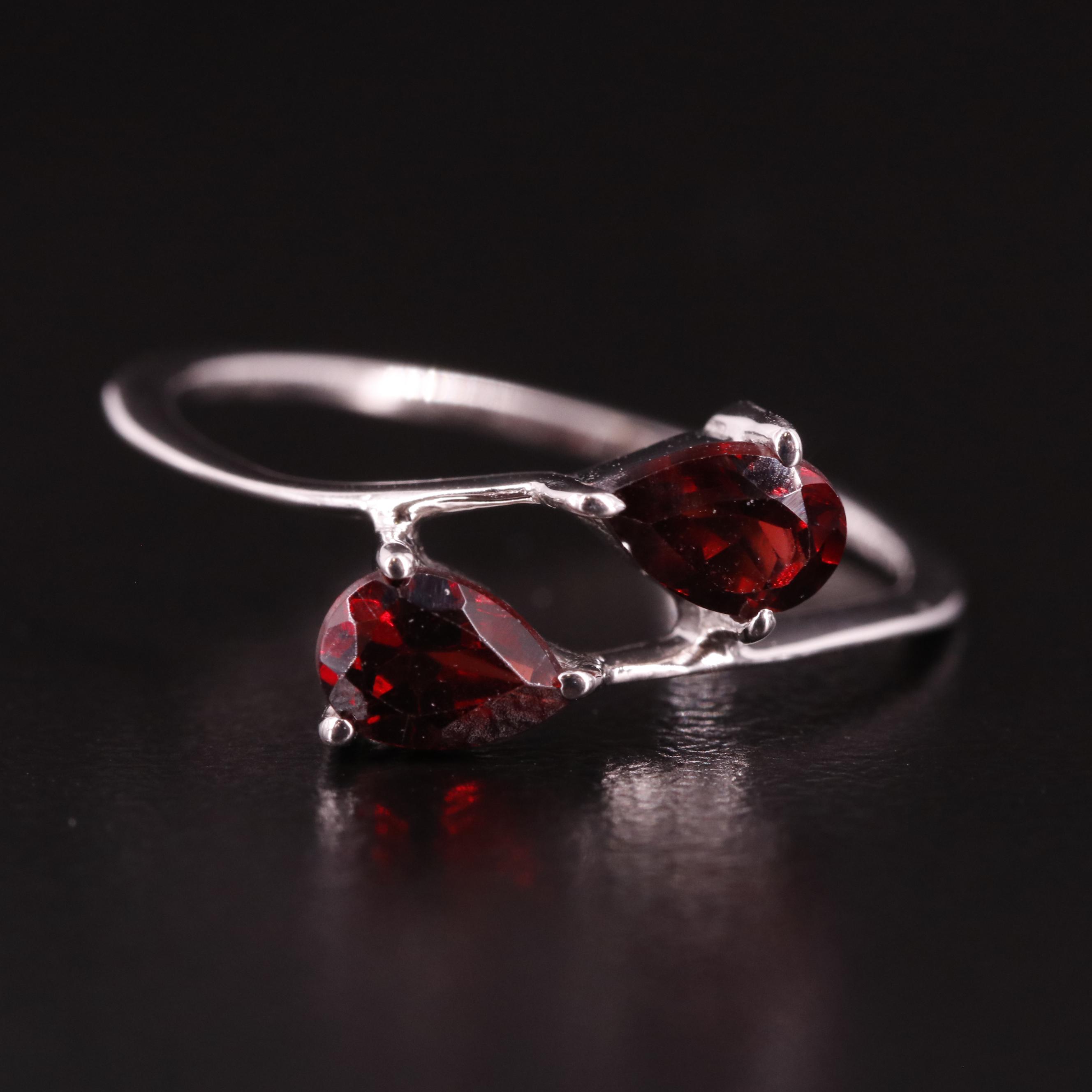 Sterling Garnet Teardrop Ring