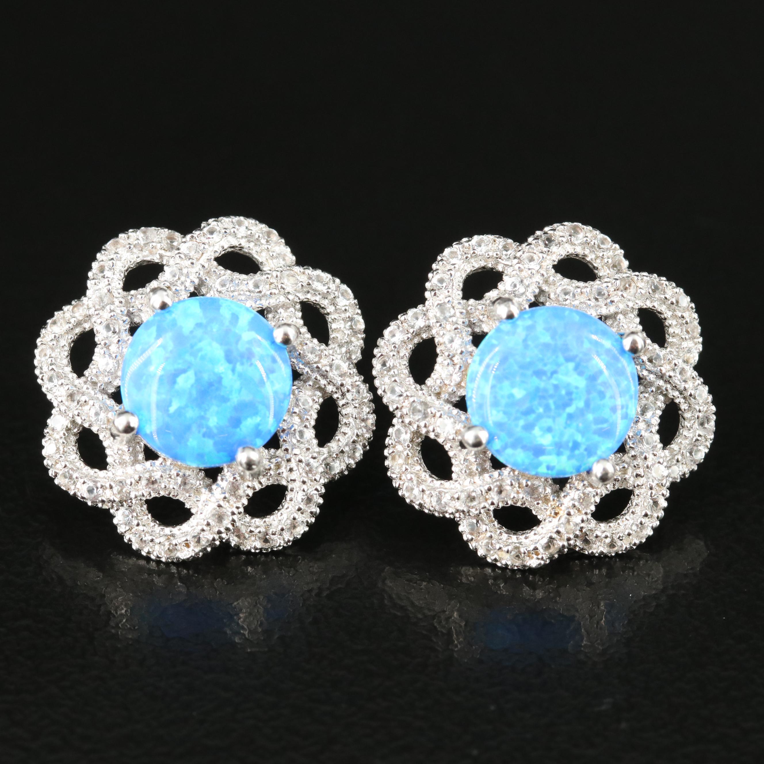Sterling Opal and Topaz Earrings