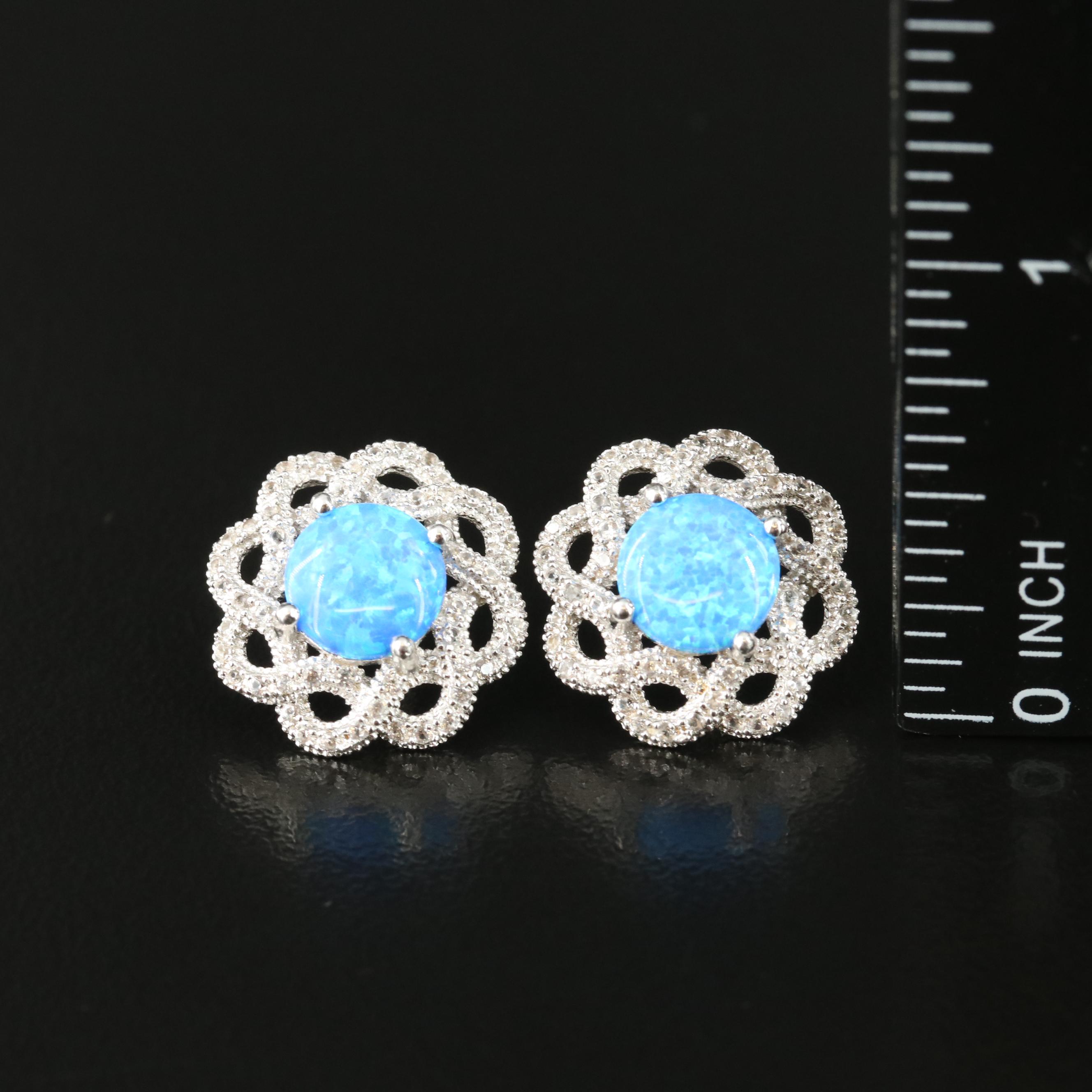 Sterling Opal and Topaz Earrings