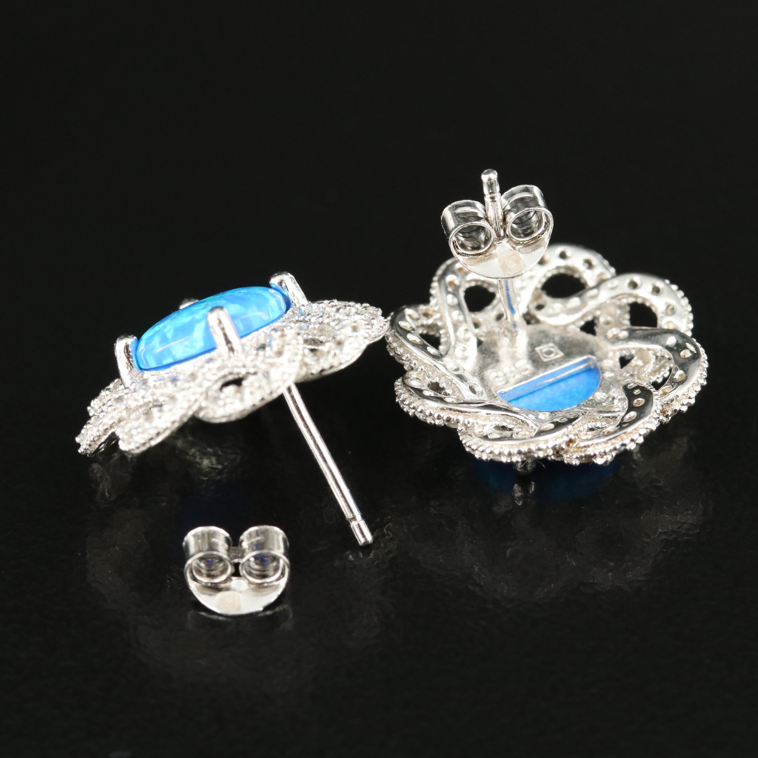 Sterling Opal and Topaz Earrings