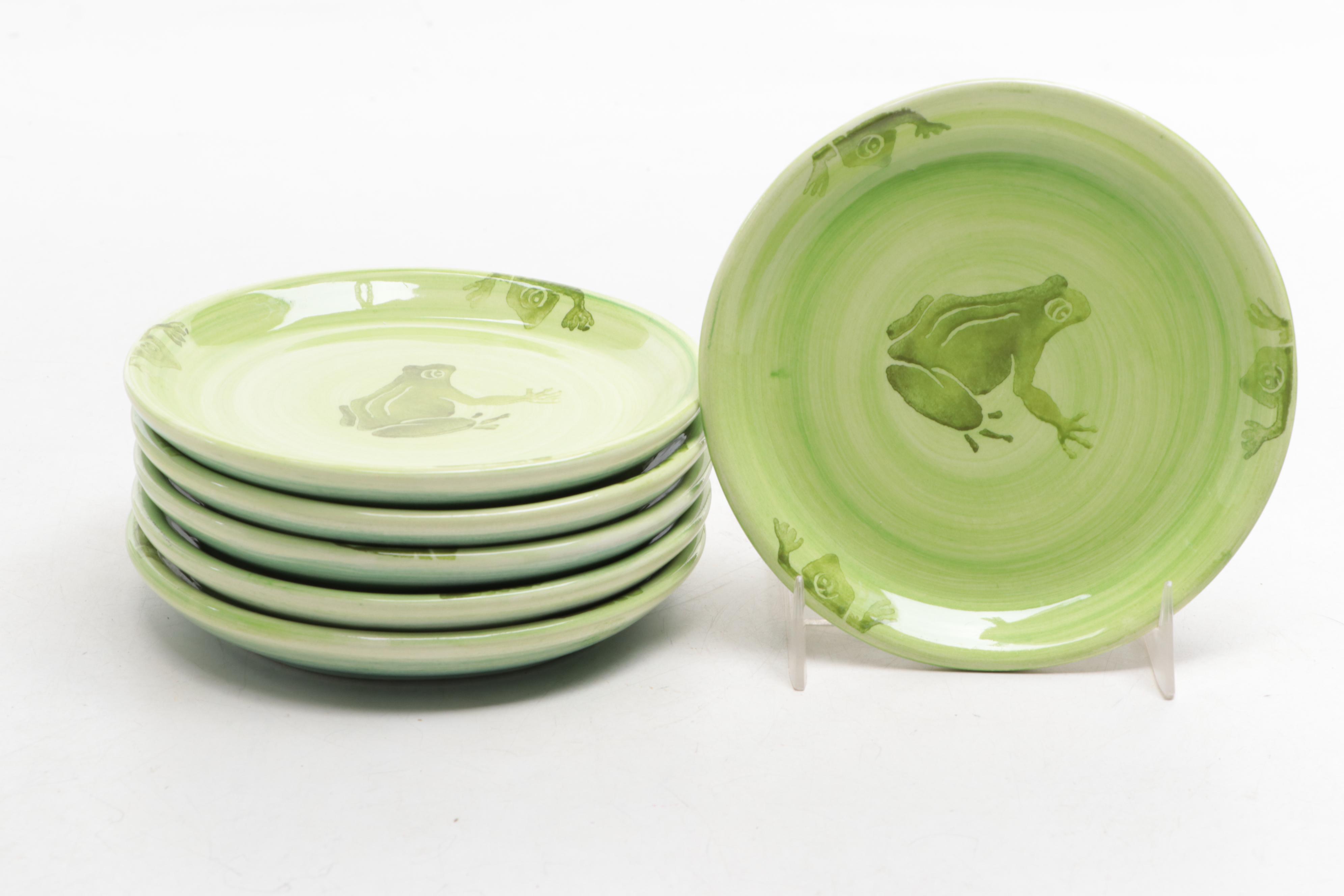 Casafina Frog Saucers and Other Majolica Pitcher