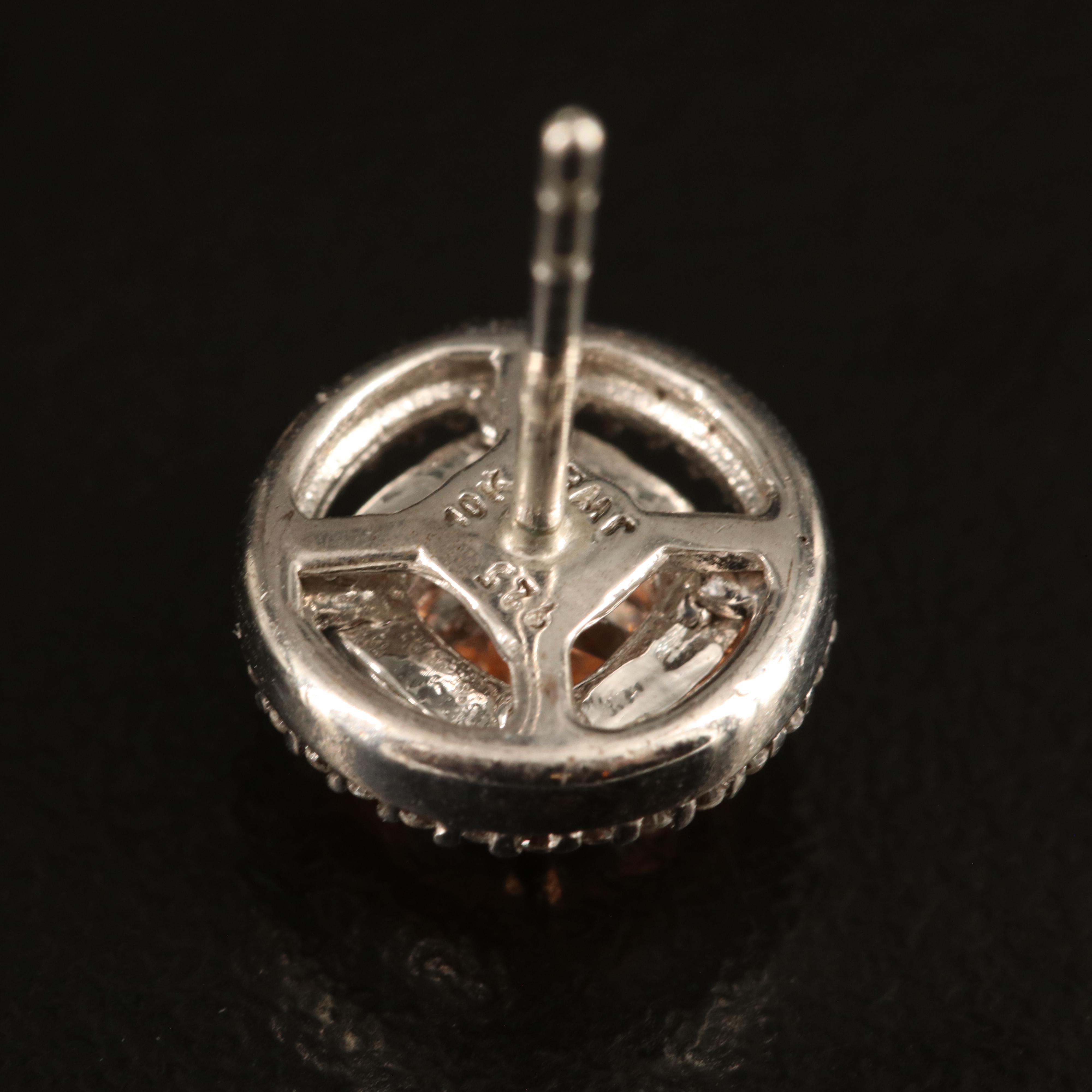 Sterling White Sapphire Stud Earrings with 10K Accents