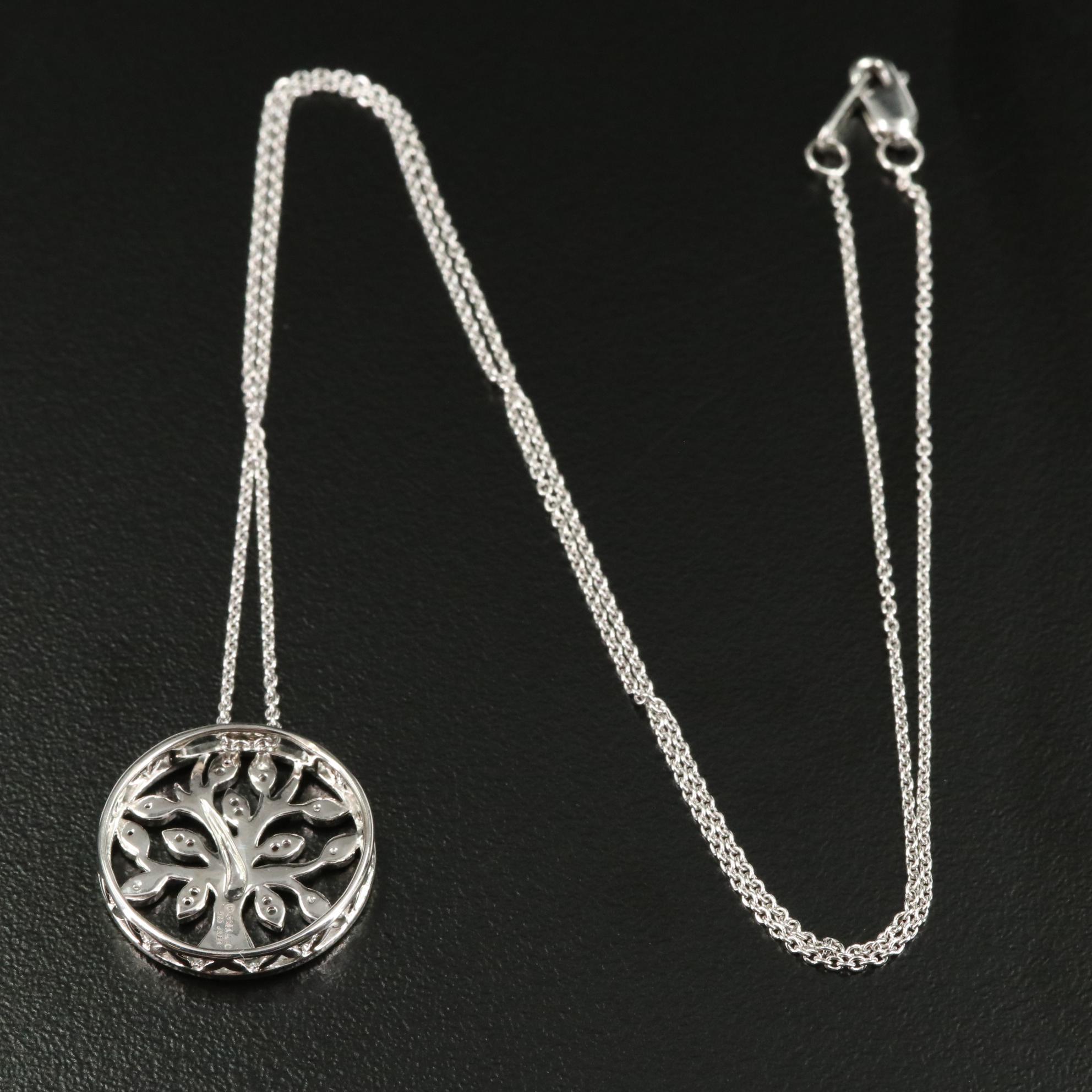 Sterling 0.02 CTW Diamond Tree Pendant Necklace