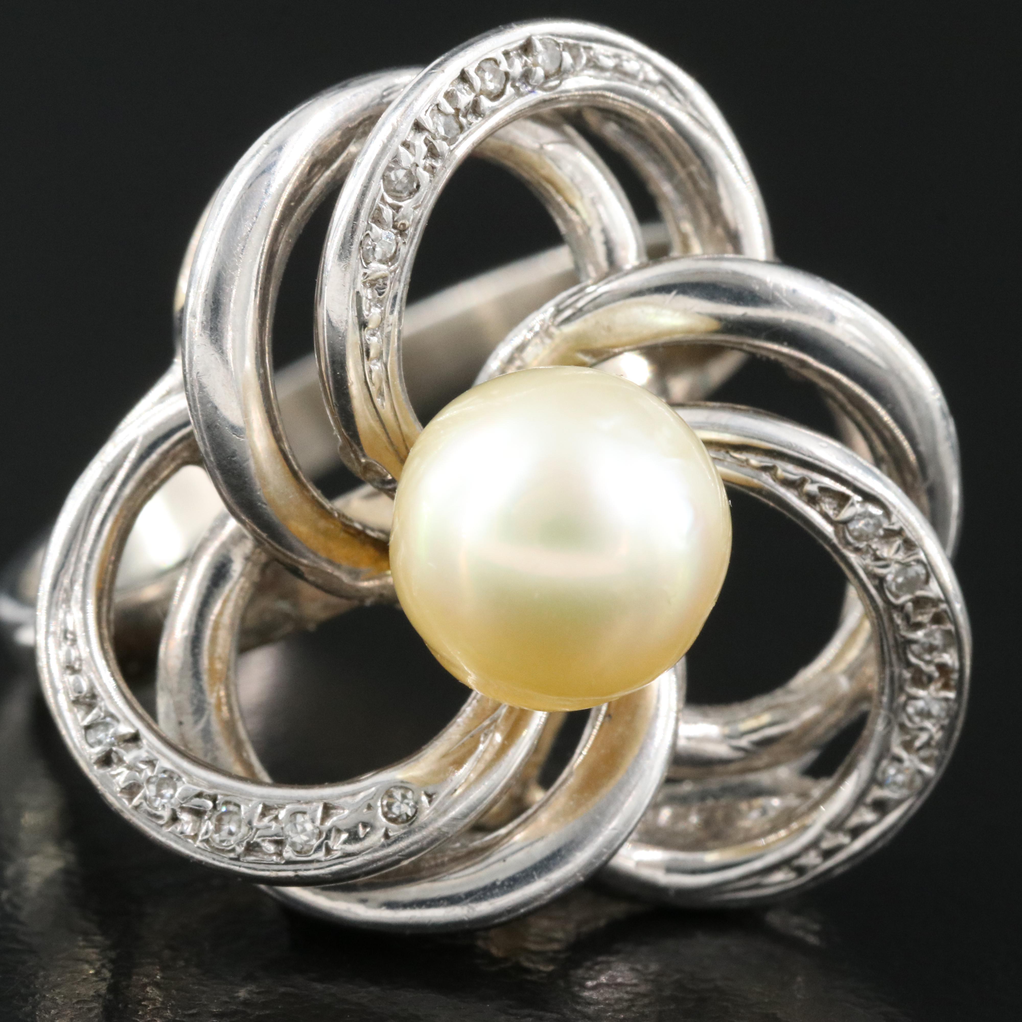 14K Pearl and Diamond Ring