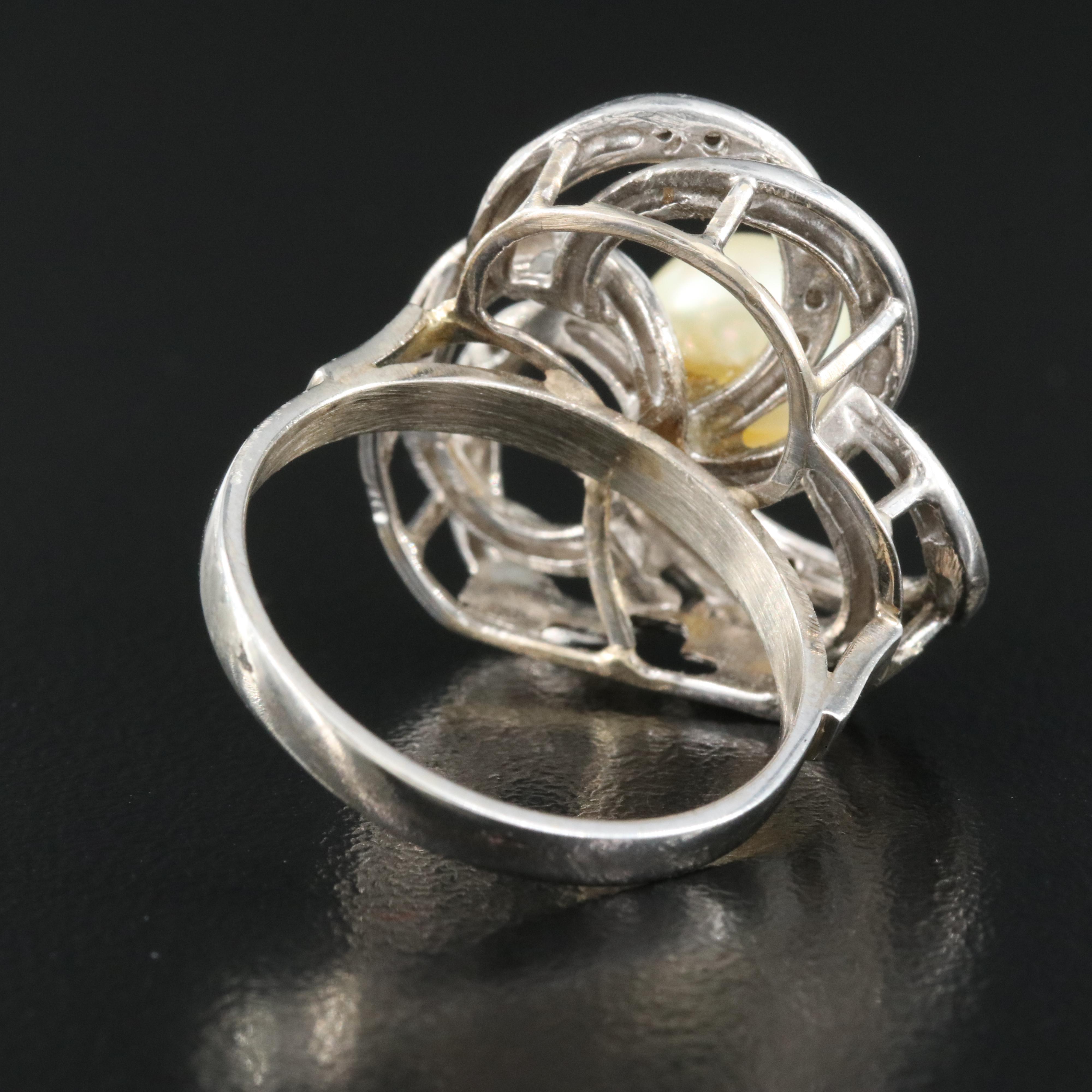 14K Pearl and Diamond Ring