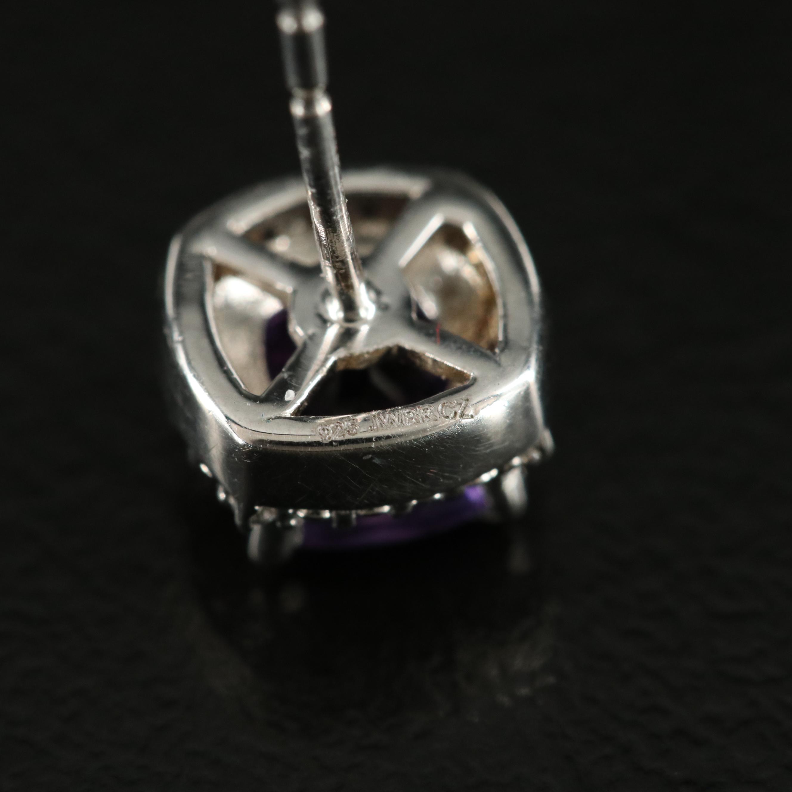 Sterling Amethyst and Cubic Zirconia Earrings