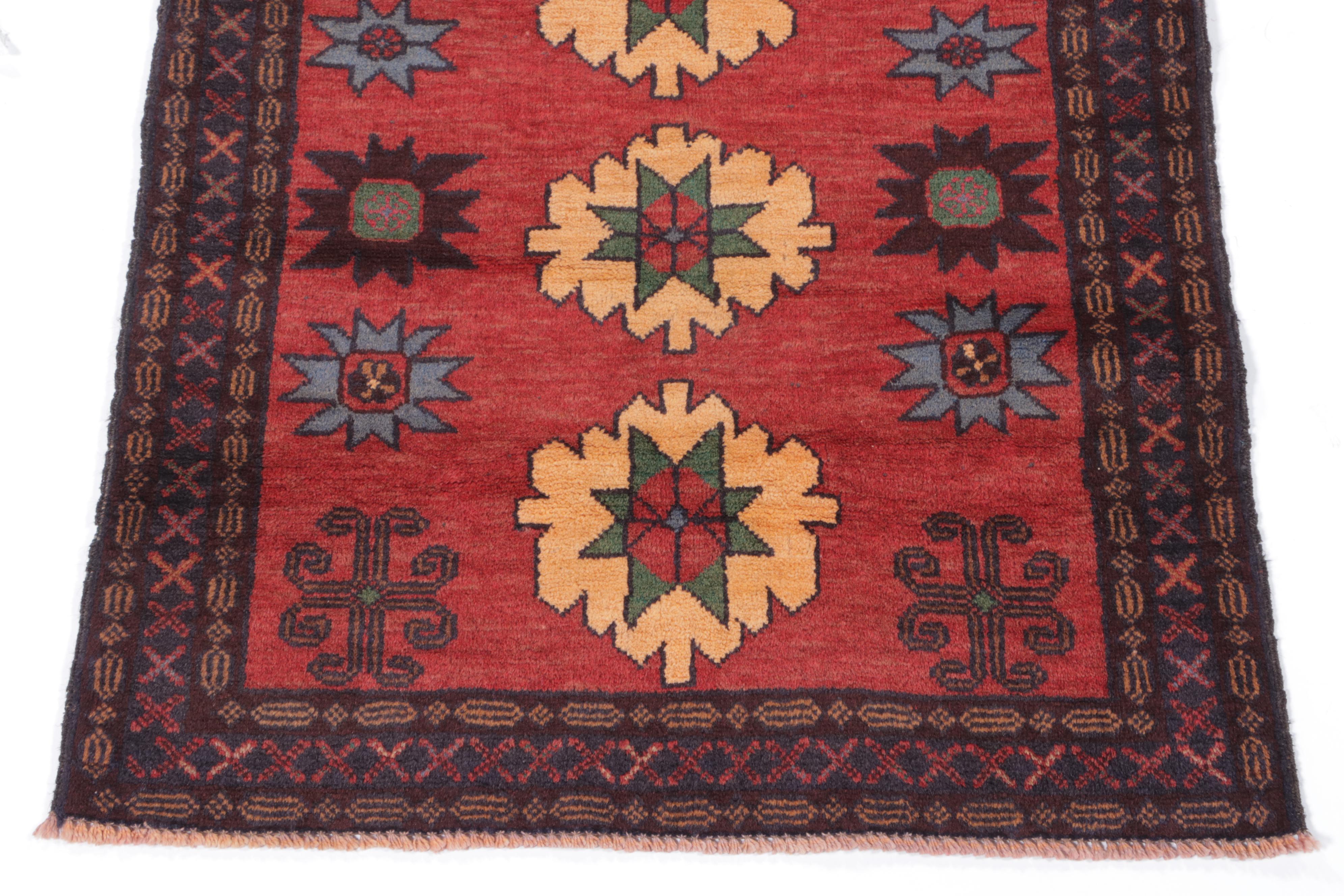 2'9 x 4'9 Hand-Woven Afghan-Turkish Village Style Accent Rug
