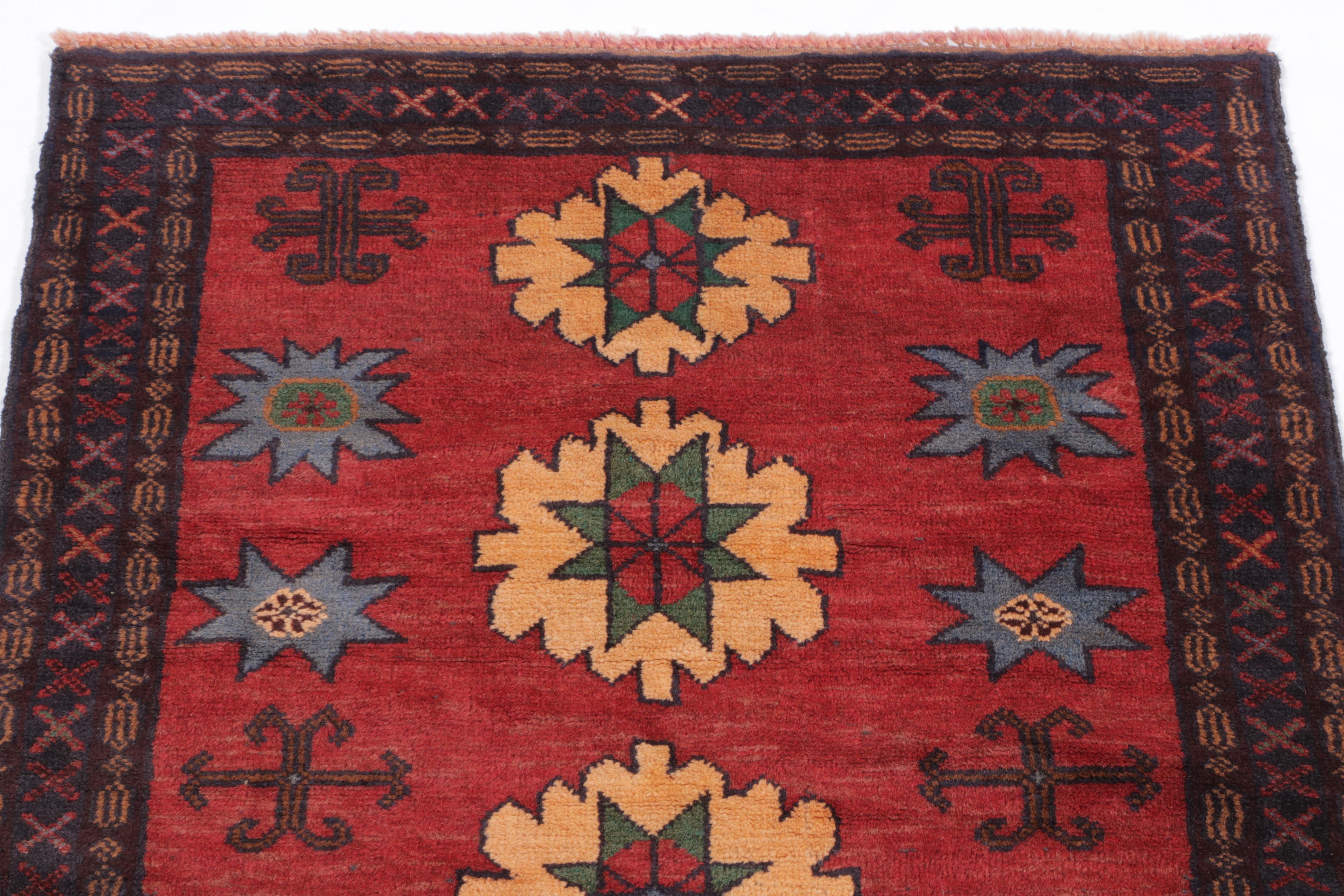 2'9 x 4'9 Hand-Woven Afghan-Turkish Village Style Accent Rug