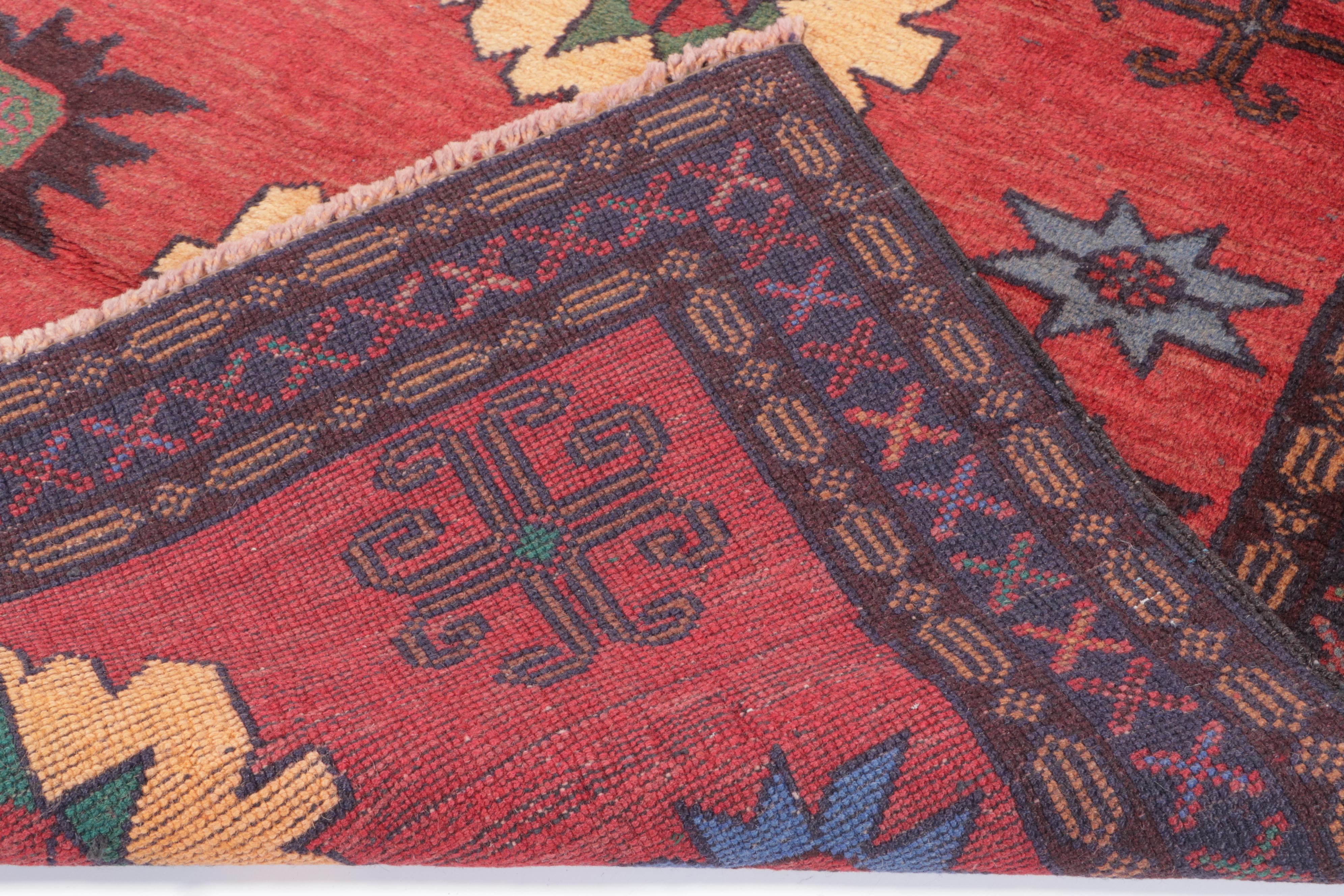 2'9 x 4'9 Hand-Woven Afghan-Turkish Village Style Accent Rug