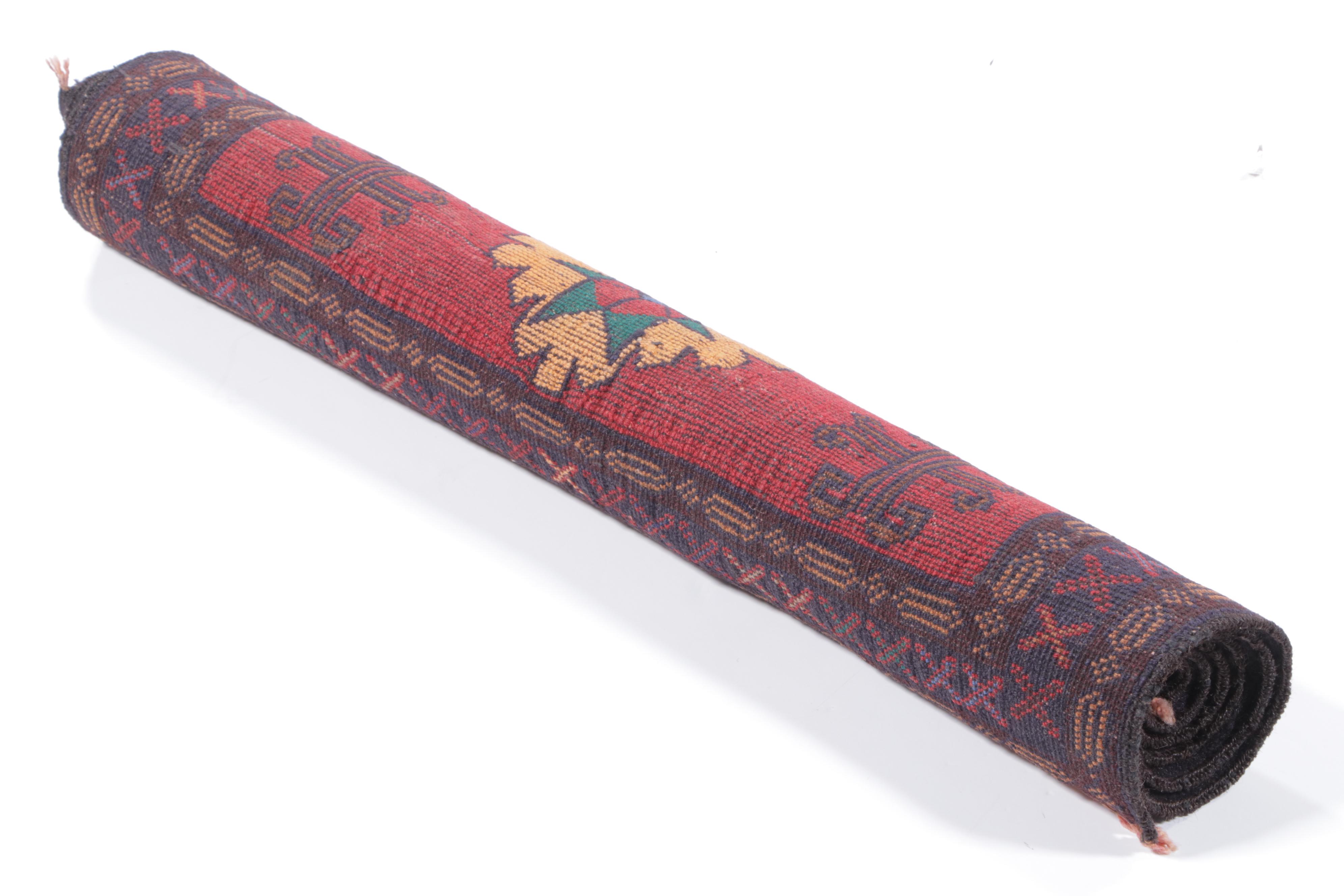 2'9 x 4'9 Hand-Woven Afghan-Turkish Village Style Accent Rug