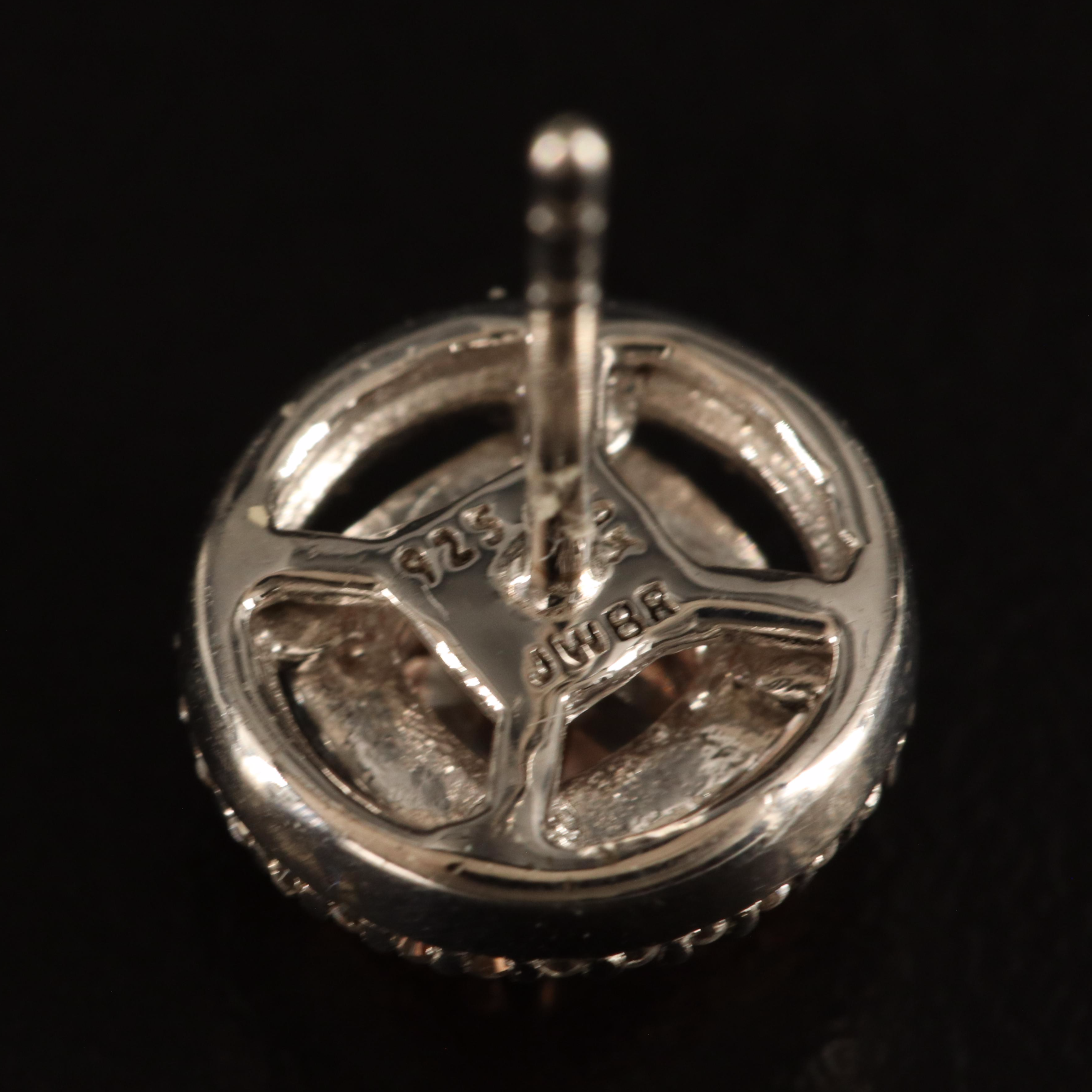 Sterling White Sapphire Stud Earrings with 10K Accents