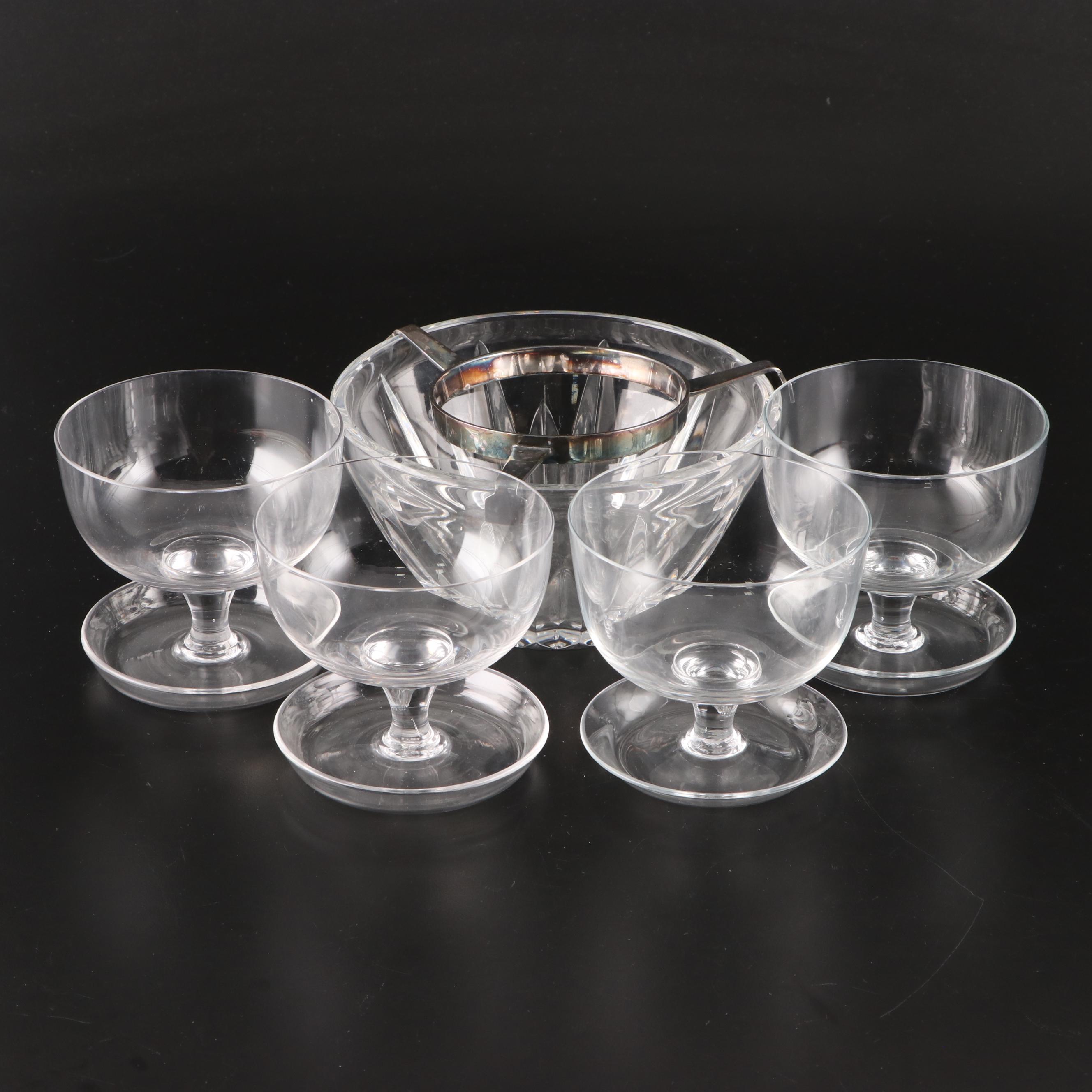 Baccarat "Biarritz" Crystal Caviar Bowl with Shrimp Cocktail Bowls
