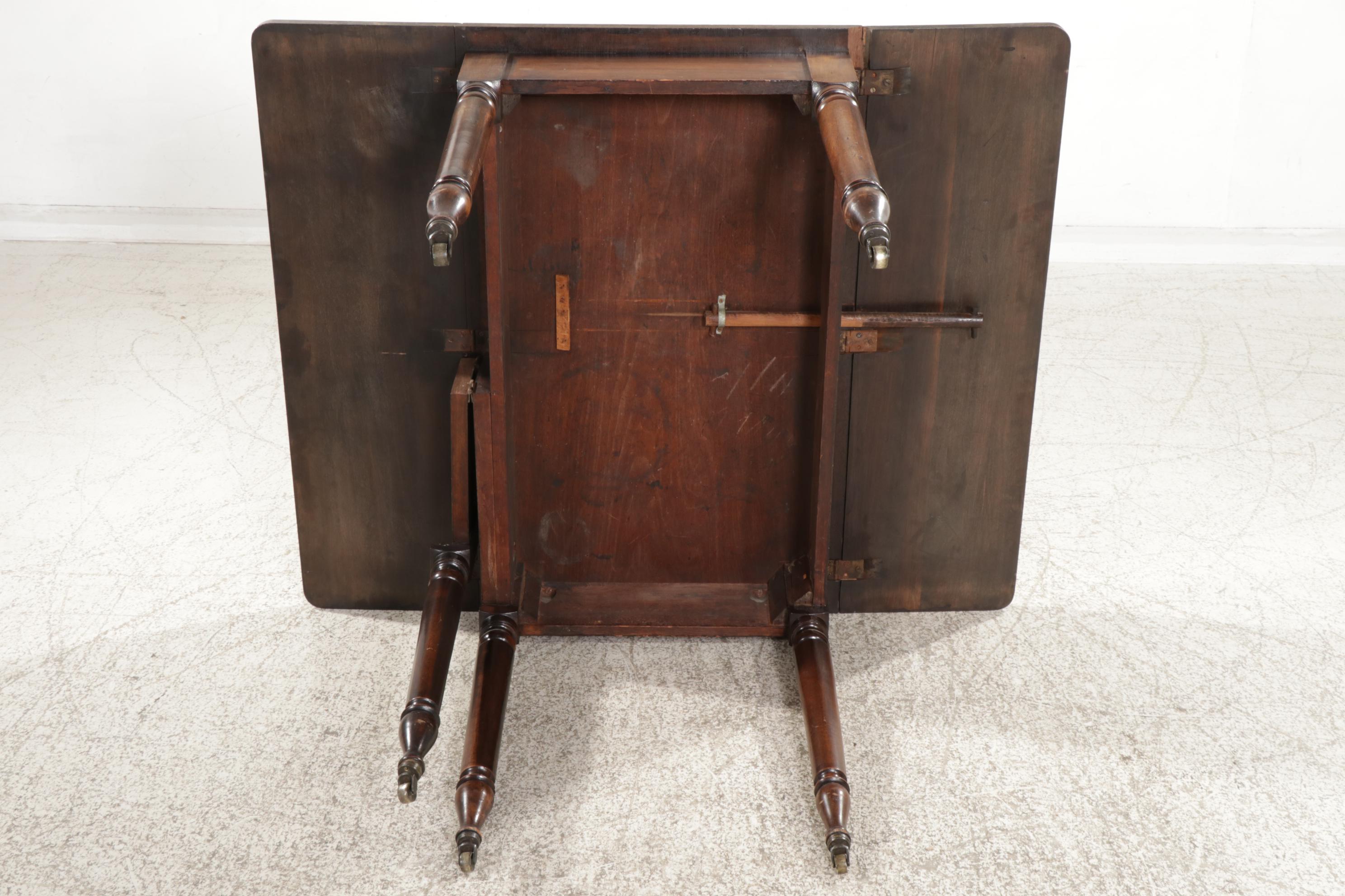 Walnut and Hardwood Drop-Leaf Table, Circa 1920
