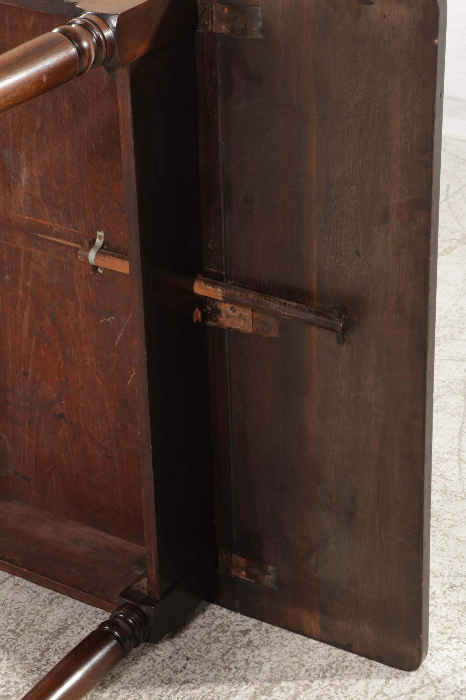 Walnut and Hardwood Drop-Leaf Table, Circa 1920