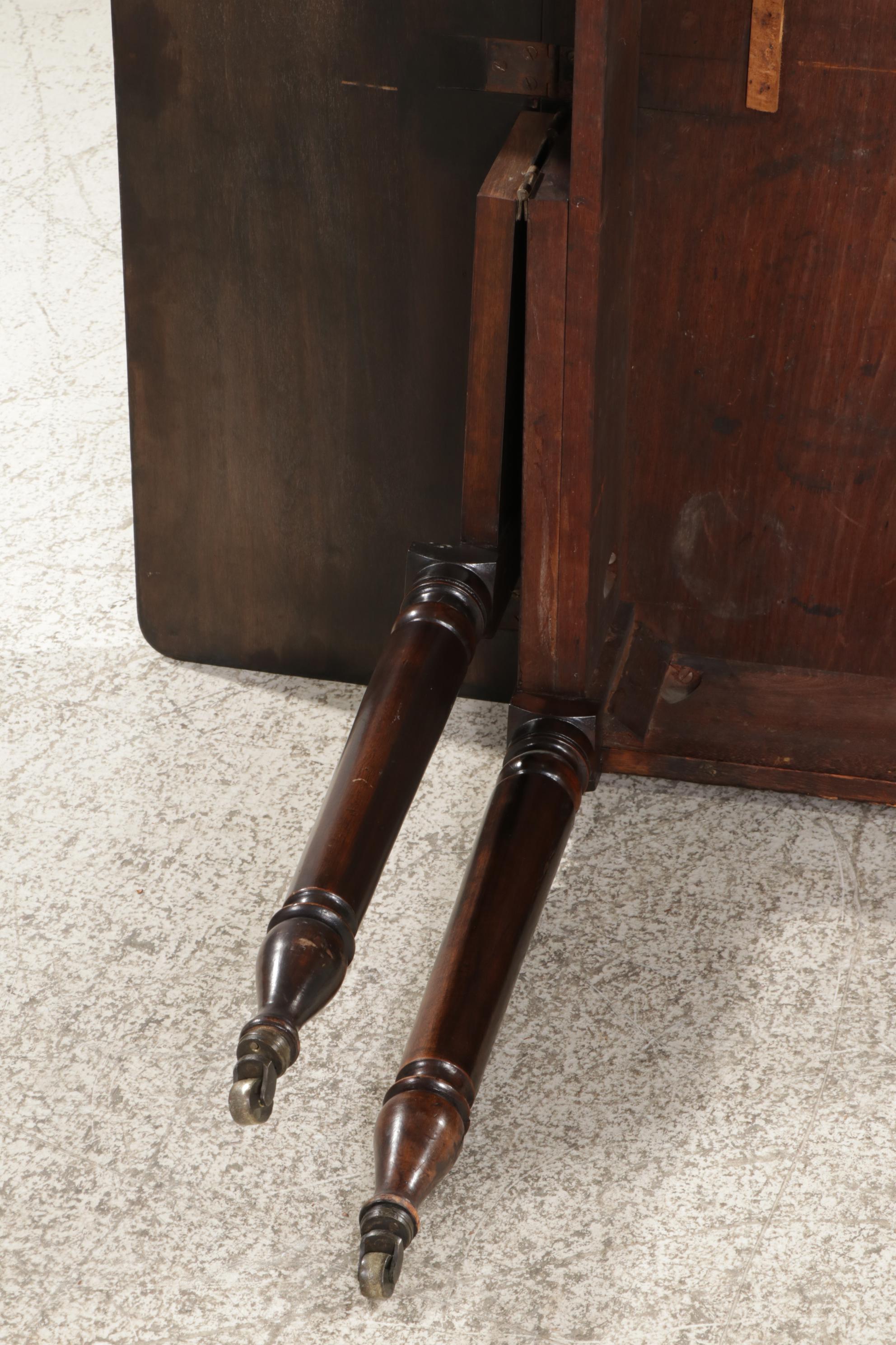 Walnut and Hardwood Drop-Leaf Table, Circa 1920